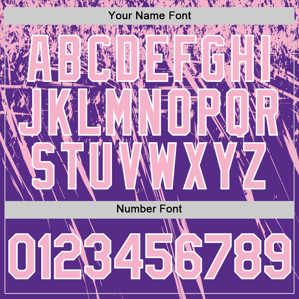 Custom Purple Light Pink-White Distressed Scratch Brush Stroke Authentic Baseball Jersey view 5