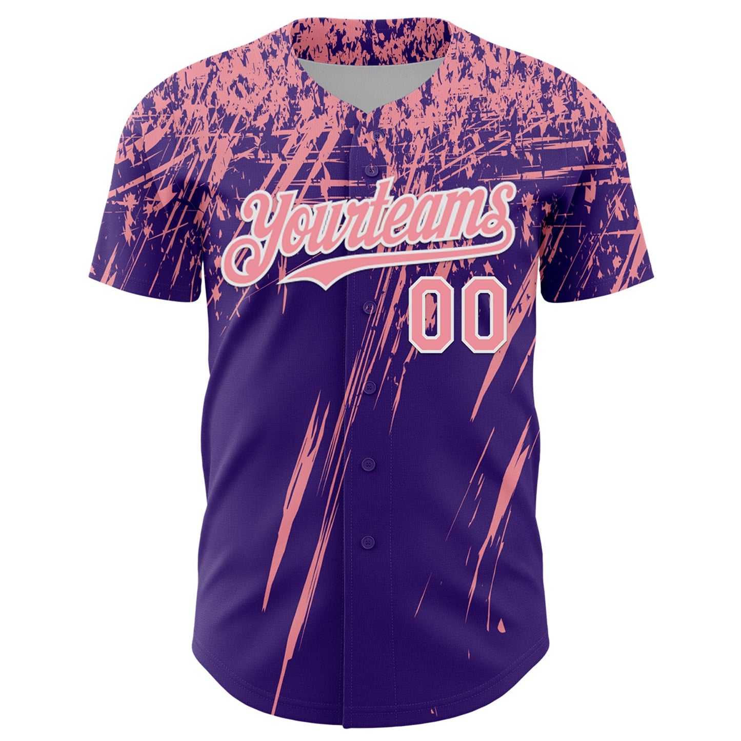 Custom Purple Medium Pink-White Distressed Scratch Brush Stroke Authentic Baseball Jersey view 2