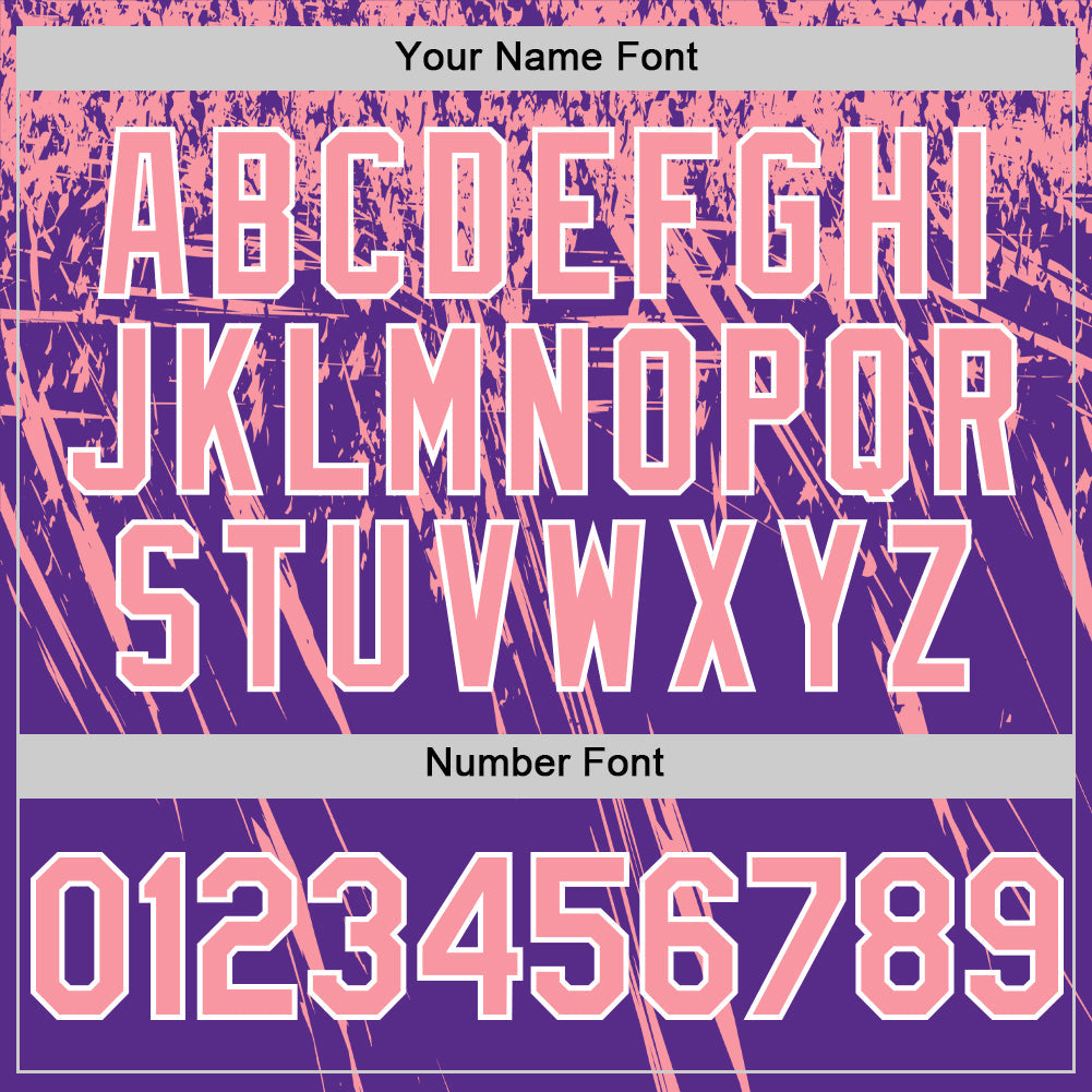 Custom Purple Medium Pink-White Distressed Scratch Brush Stroke Authentic Baseball Jersey view 5