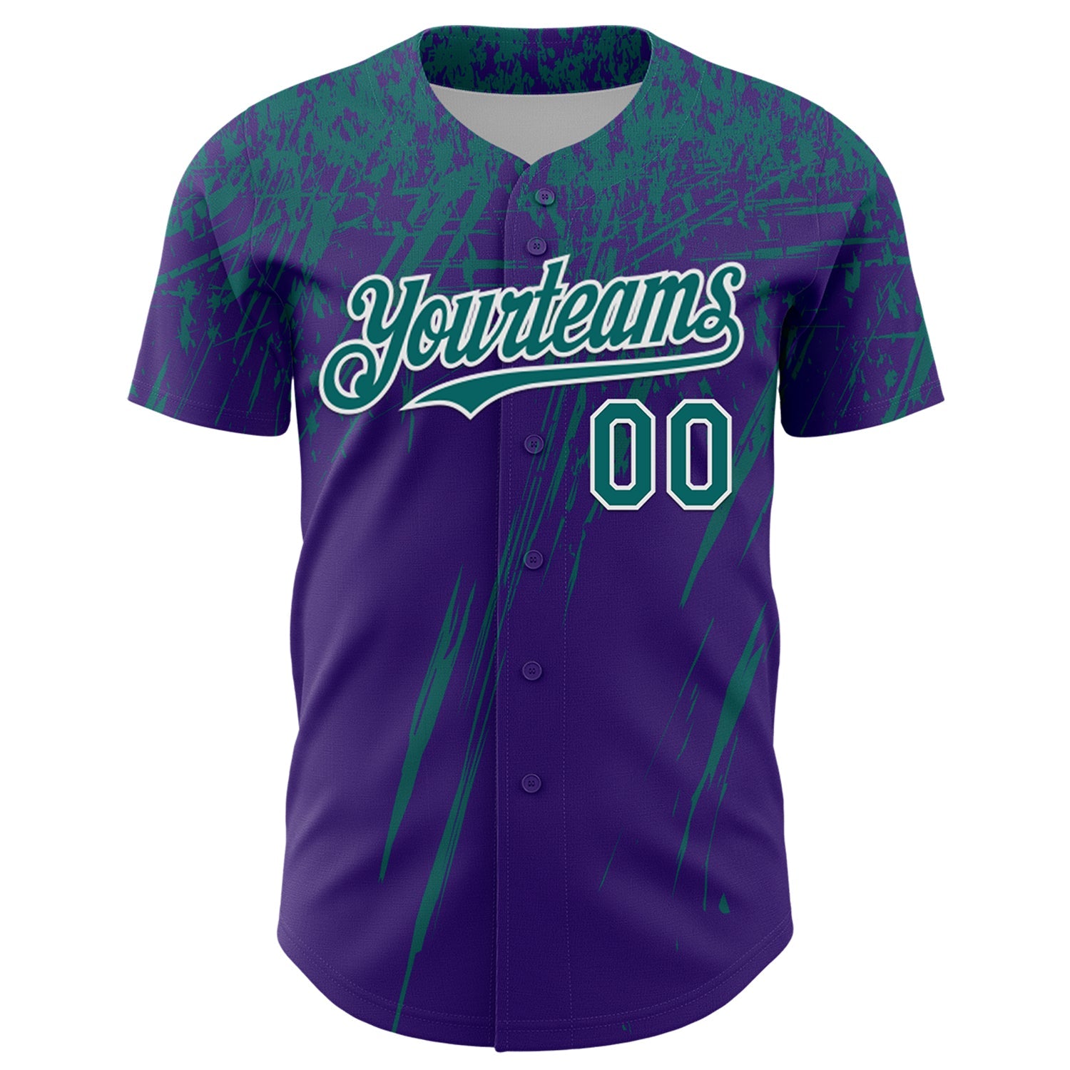 Custom Purple Teal-White Distressed Scratch Brush Stroke Authentic Baseball Jersey view 2