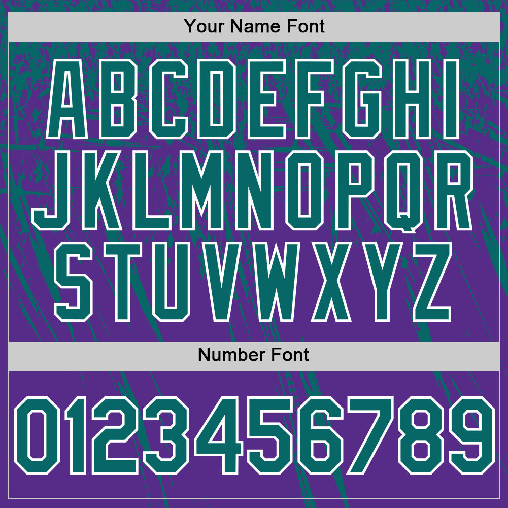 Custom Purple Teal-White Distressed Scratch Brush Stroke Authentic Baseball Jersey view 5