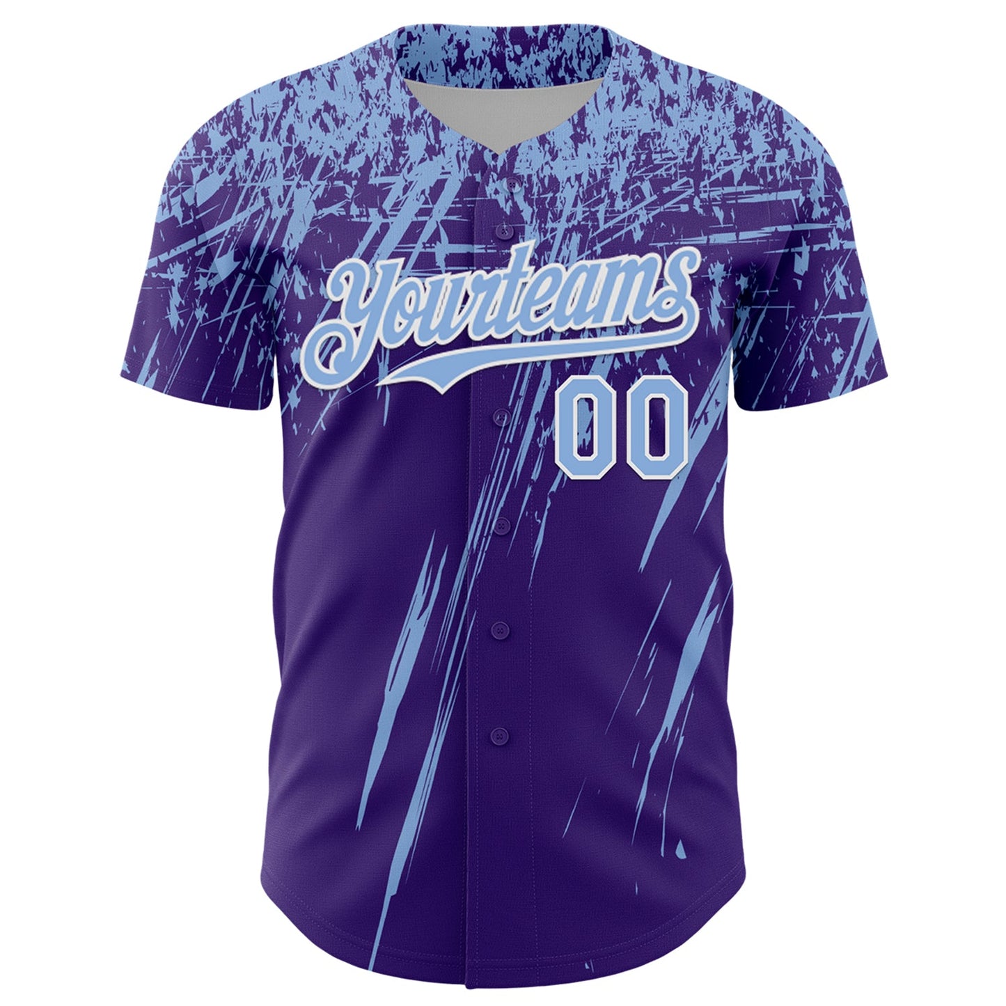 Custom Purple Light Blue-White Distressed Scratch Brush Stroke Authentic Baseball Jersey view 2