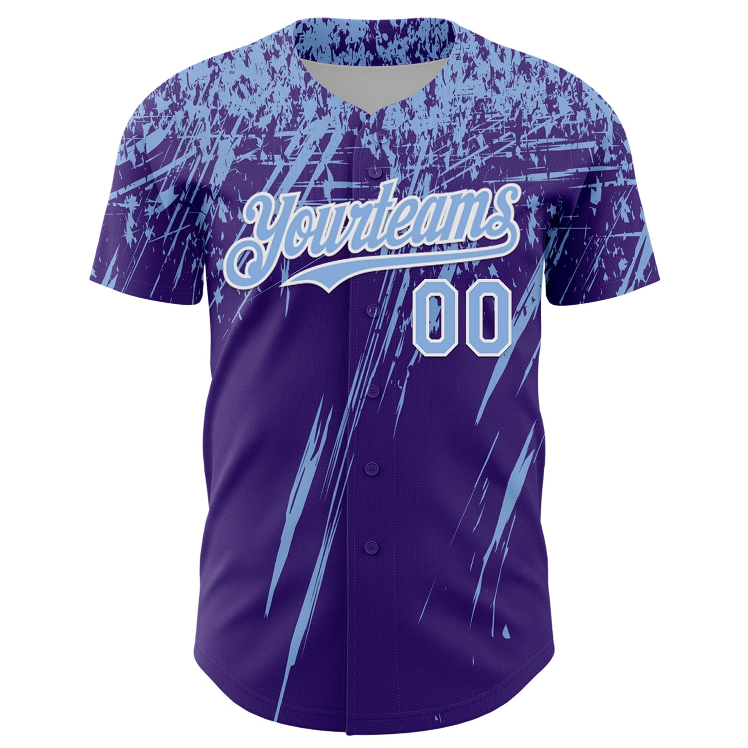Custom Purple Light Blue-White Distressed Scratch Brush Stroke Authentic Baseball Jersey view 2