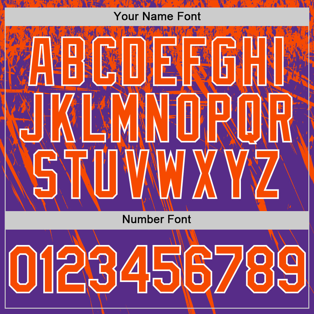Custom Purple Orange-White Distressed Scratch Brush Stroke Authentic Baseball Jersey view 5