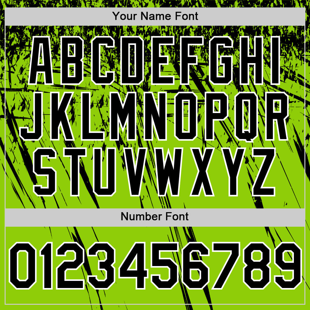 Custom Neon Green Black-White Distressed Scratch Brush Stroke Authentic Baseball Jersey view 5