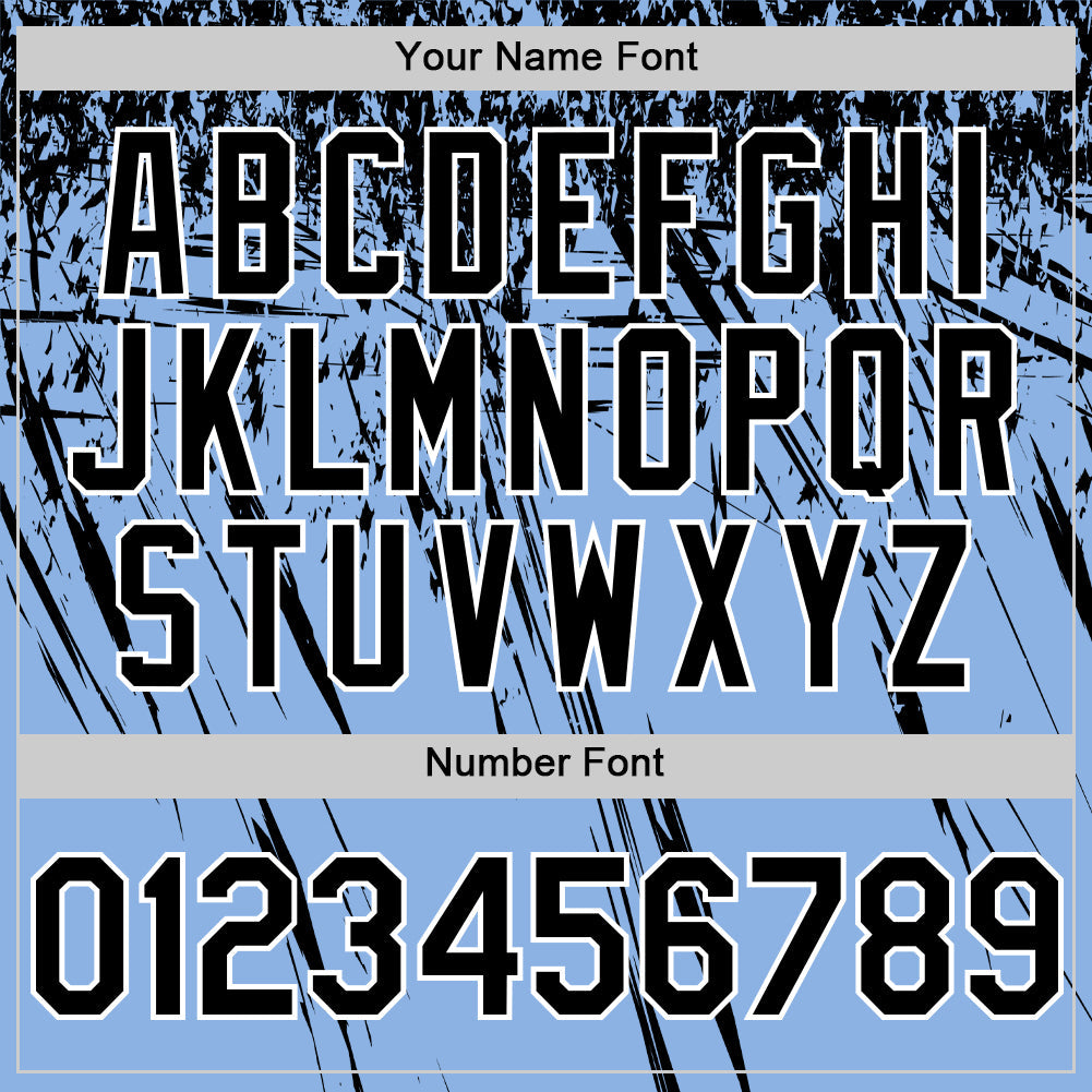 Custom Light Blue Black-White Distressed Scratch Brush Stroke Authentic Baseball Jersey view 5