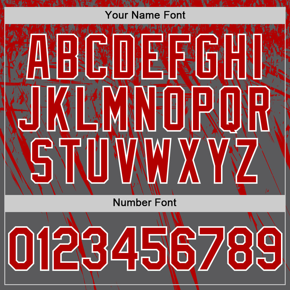 Custom Steel Gray Red-White Distressed Scratch Brush Stroke Authentic Baseball Jersey view 5