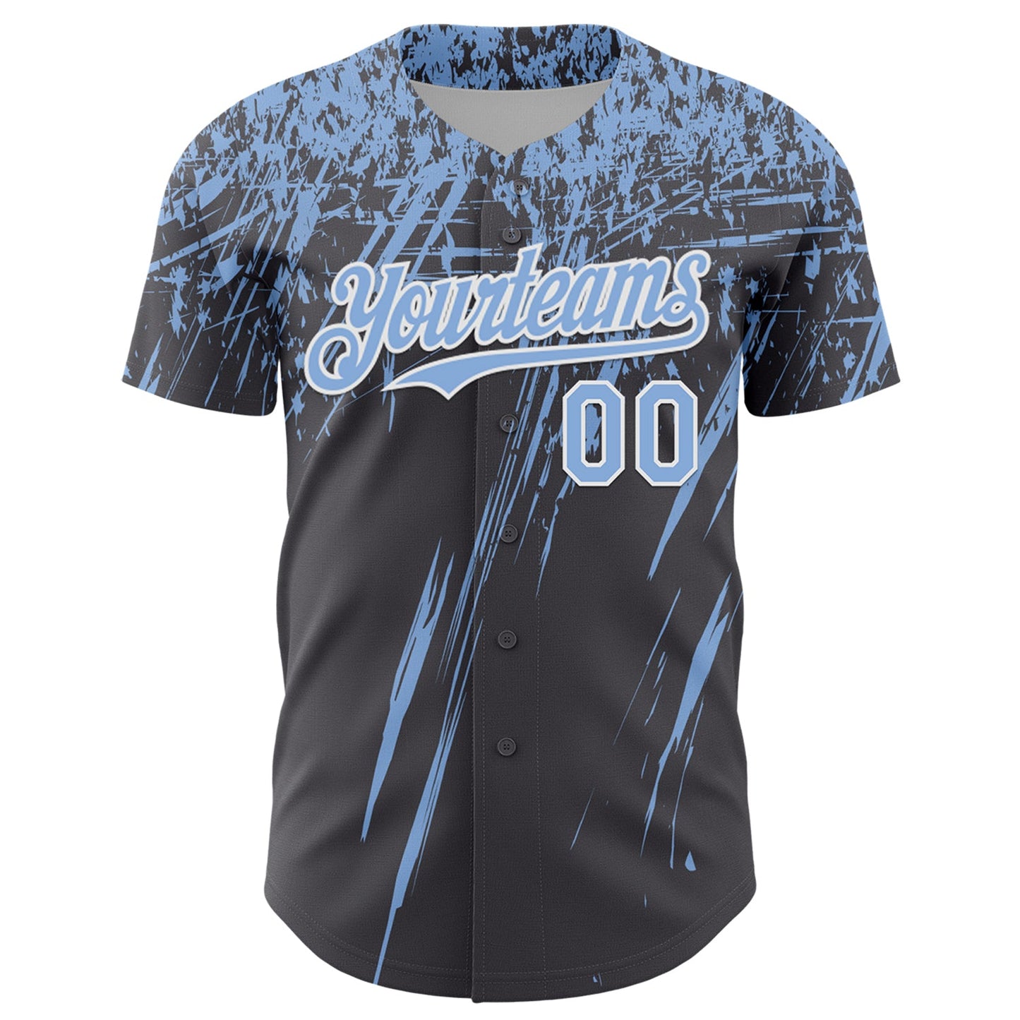 Custom Steel Gray Light Blue-White Distressed Scratch Brush Stroke Authentic Baseball Jersey view 2