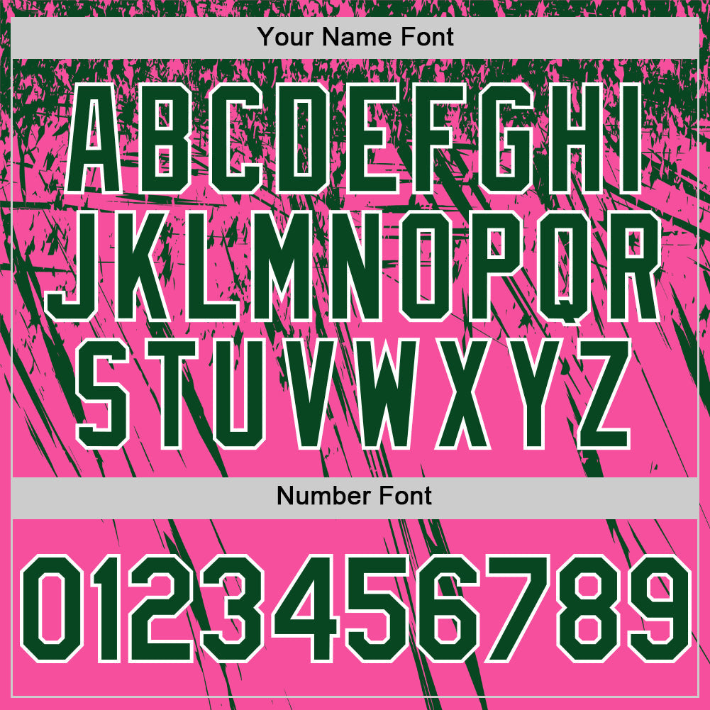 Custom Pink Green-White Distressed Scratch Brush Stroke Authentic Baseball Jersey view 5