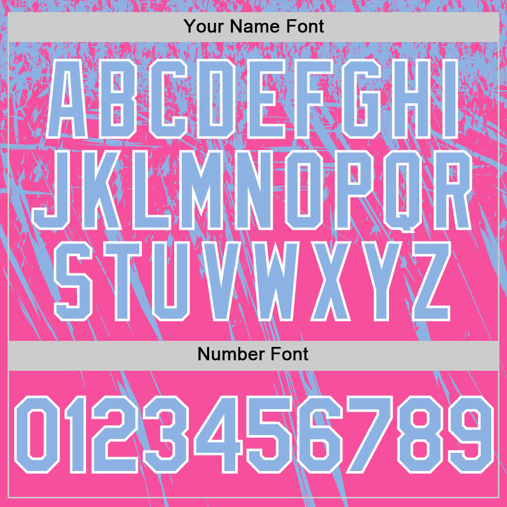 Custom Pink Light Blue-White Distressed Scratch Brush Stroke Authentic Baseball Jersey view 5
