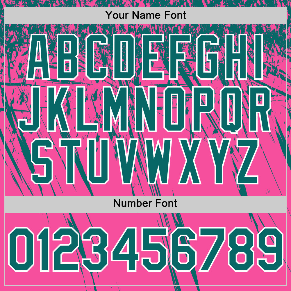 Custom Pink Teal-White Distressed Scratch Brush Stroke Authentic Baseball Jersey view 5