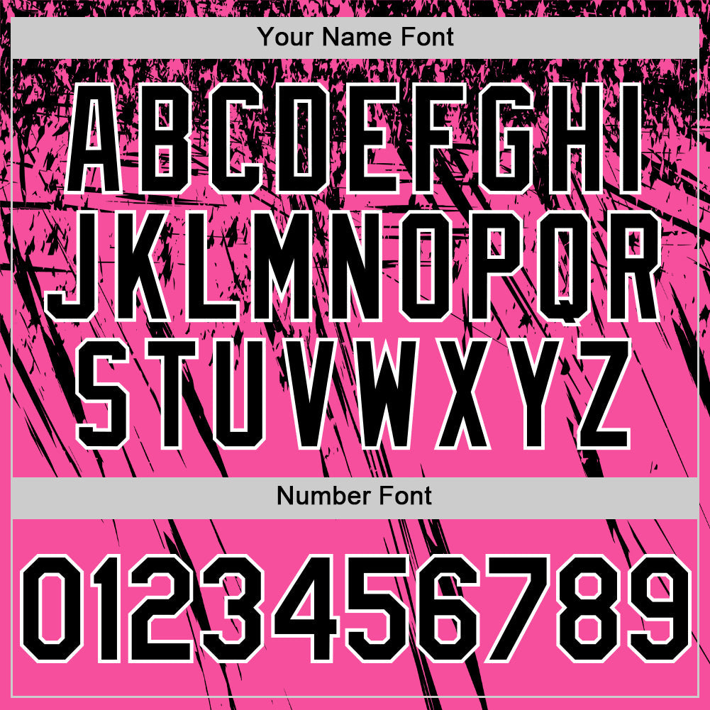 Custom Pink Black-White Distressed Scratch Brush Stroke Authentic Baseball Jersey view 5