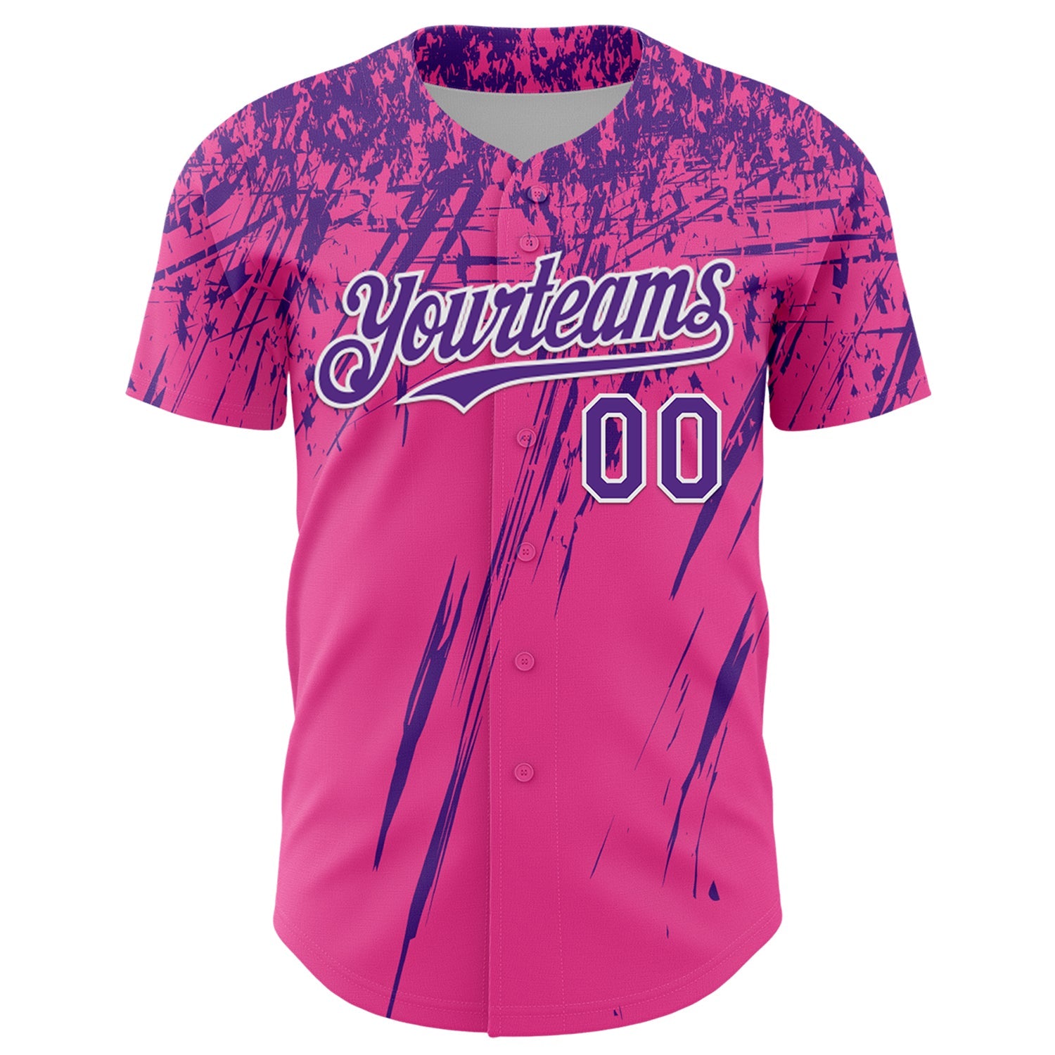 Custom Pink Purple-White Distressed Scratch Brush Stroke Authentic Baseball Jersey view 2