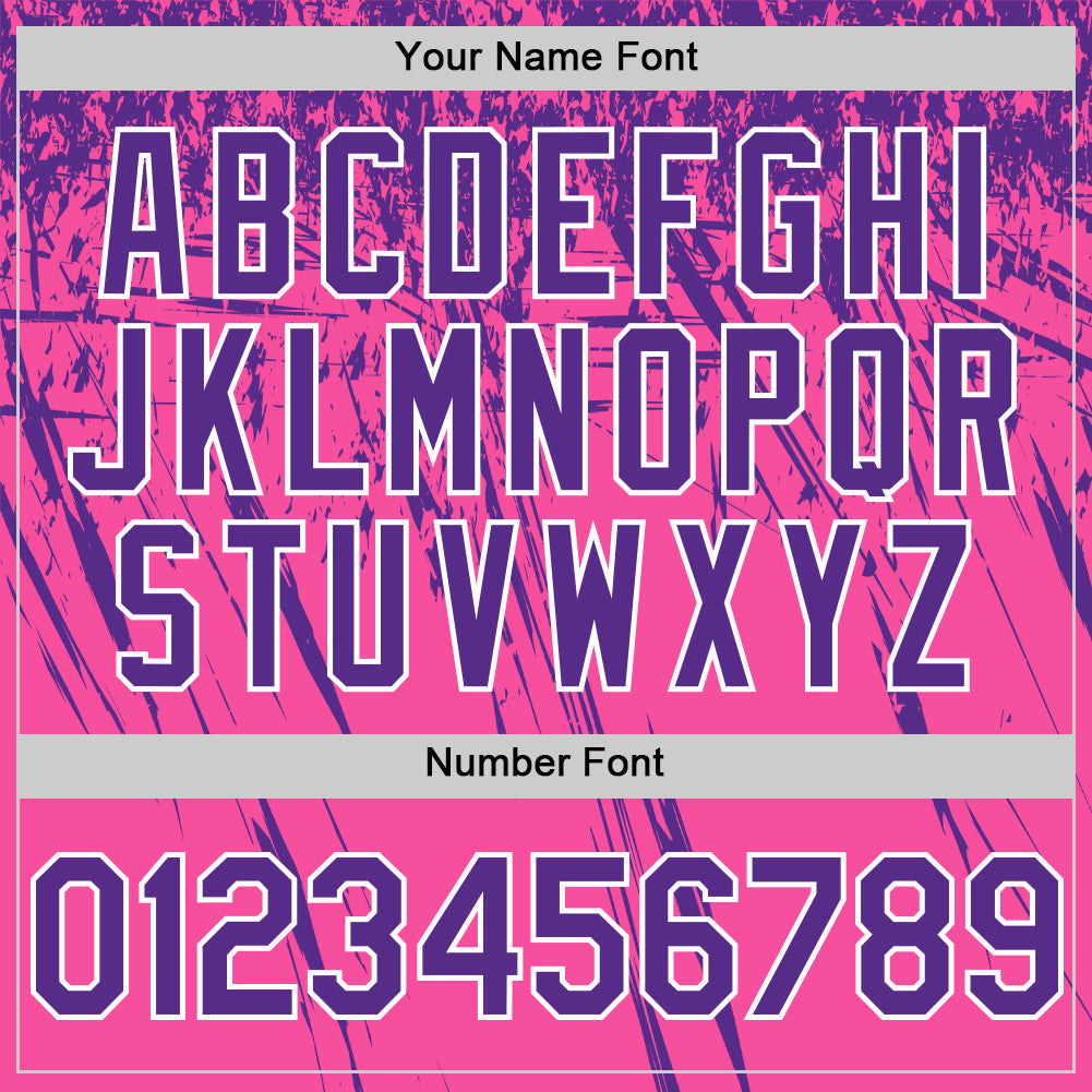 Custom Pink Purple-White Distressed Scratch Brush Stroke Authentic Baseball Jersey view 5