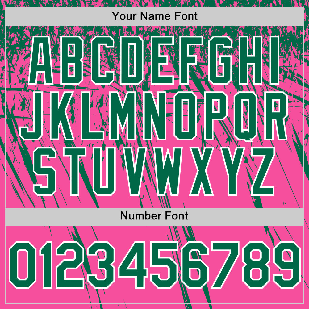 Custom Pink Kelly Green-White Distressed Scratch Brush Stroke Authentic Baseball Jersey view 5