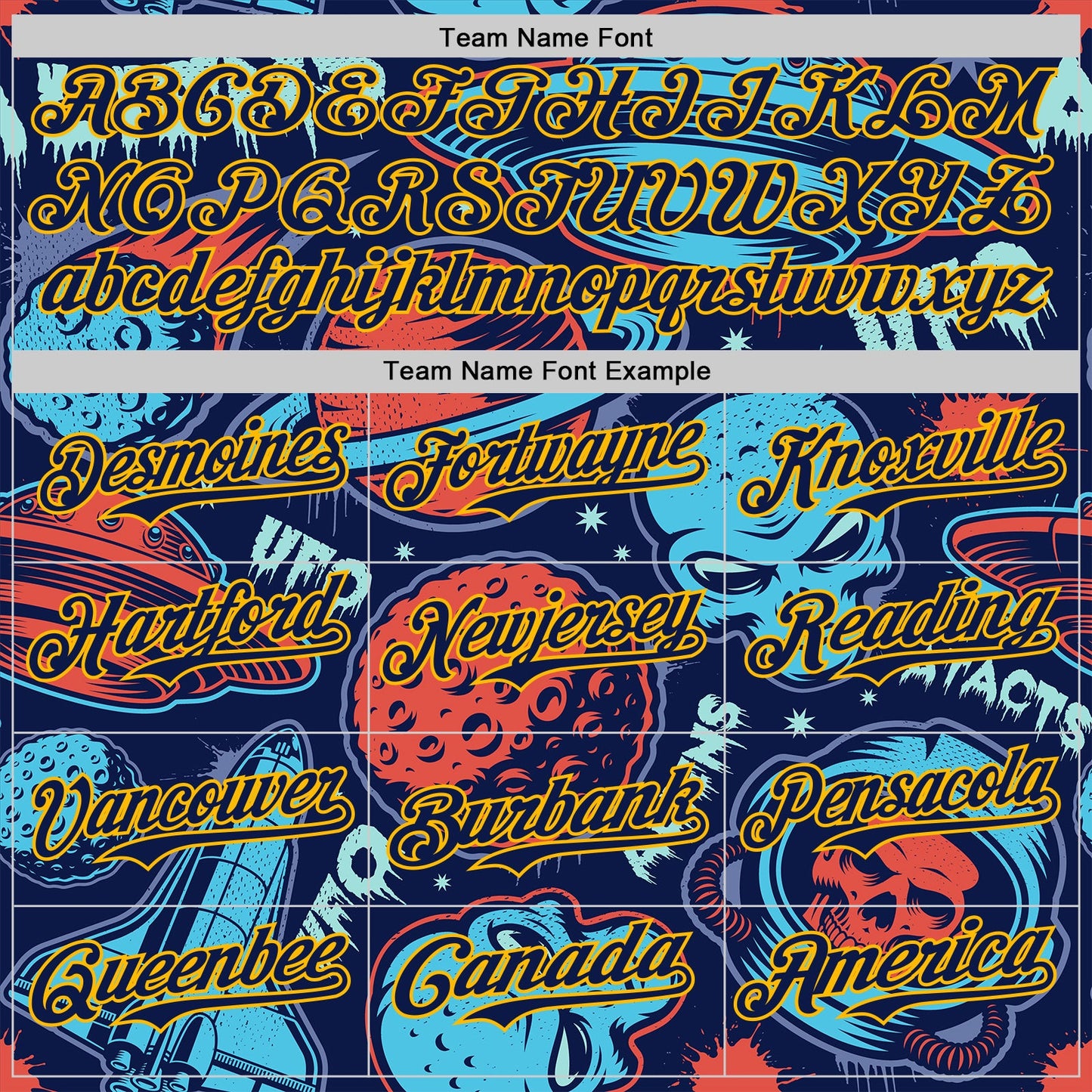 Custom Navy Gold Alien UFO Space Authentic Baseball Jersey view 4