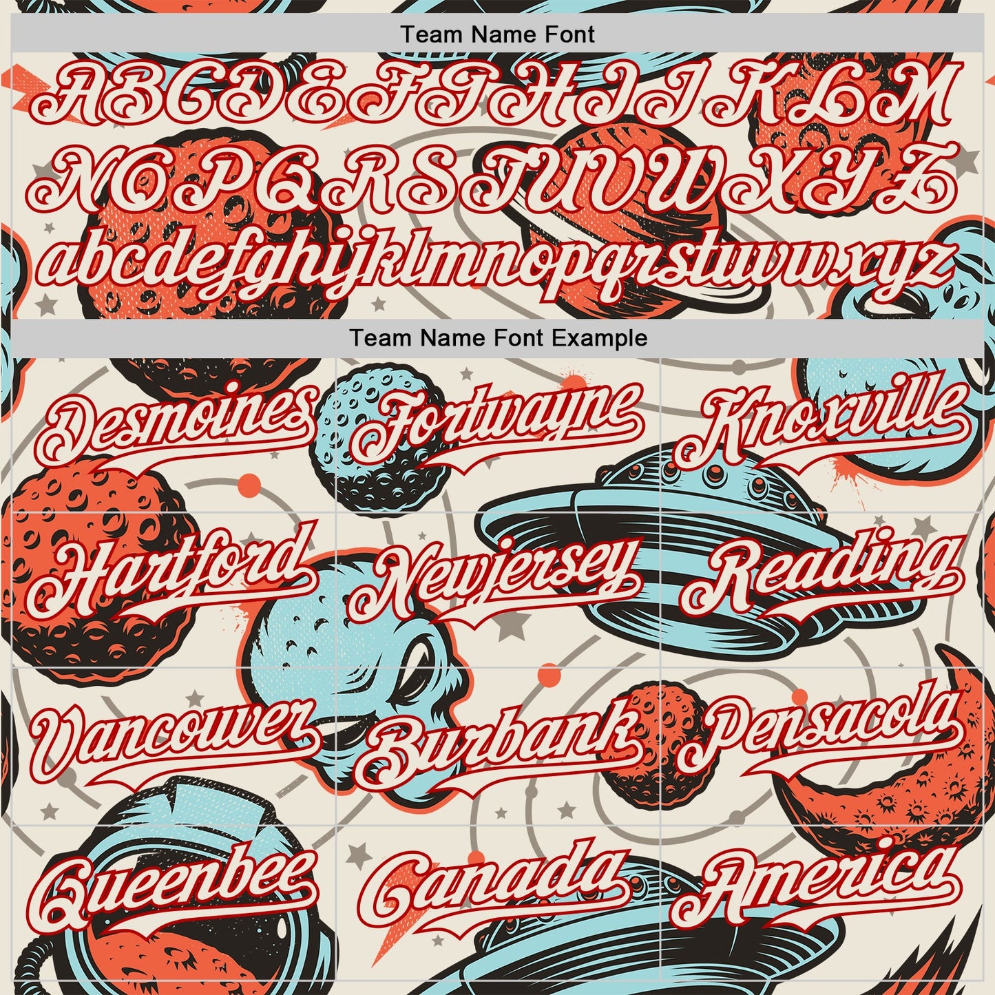 Custom Cream Red Alien UFO Space Authentic Baseball Jersey view 4