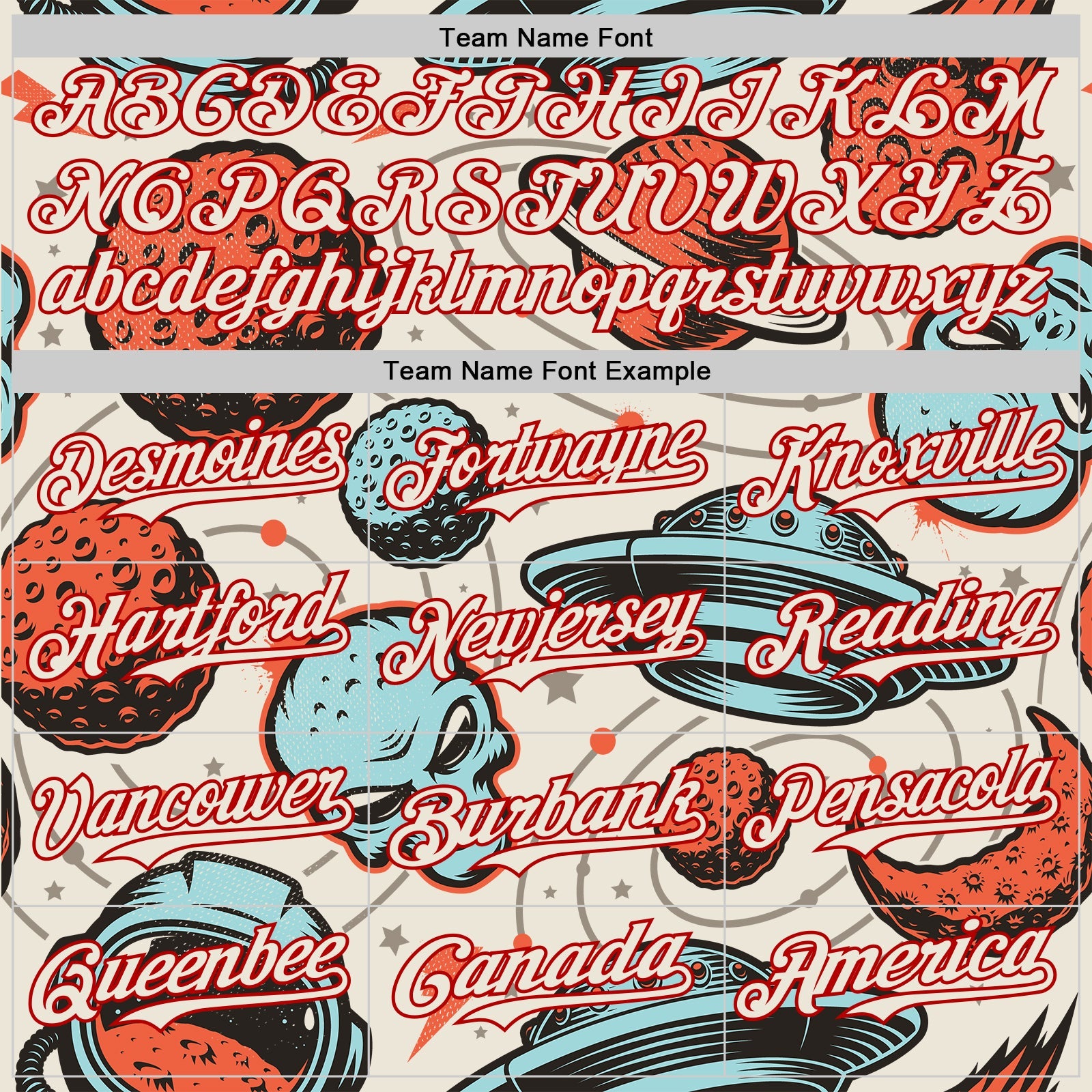 Custom Cream Red Alien UFO Space Authentic Baseball Jersey view 4