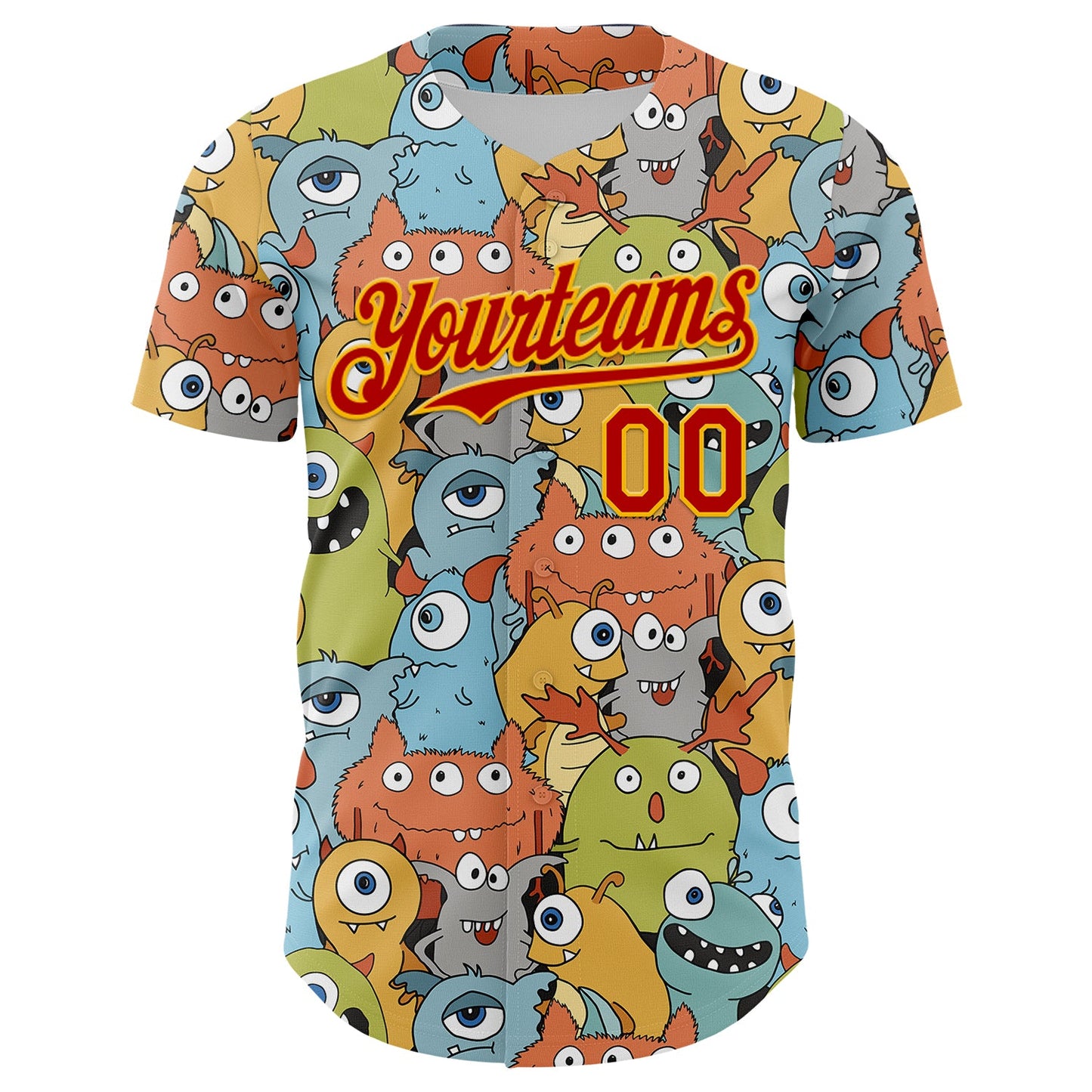 Custom White Red-Gold Alien Monster Mash Authentic Baseball Jersey view 2