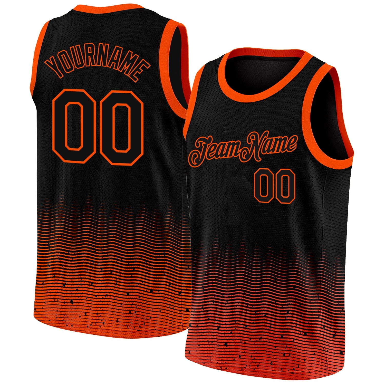 Custom Black Orange Fade Fashion Authentic City Edition Basketball Jersey - Main View