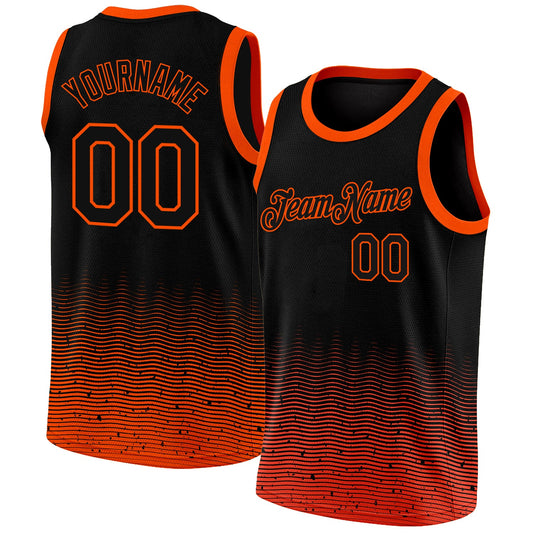 Custom Black Orange Fade Fashion Authentic City Edition Basketball Jersey - Main View