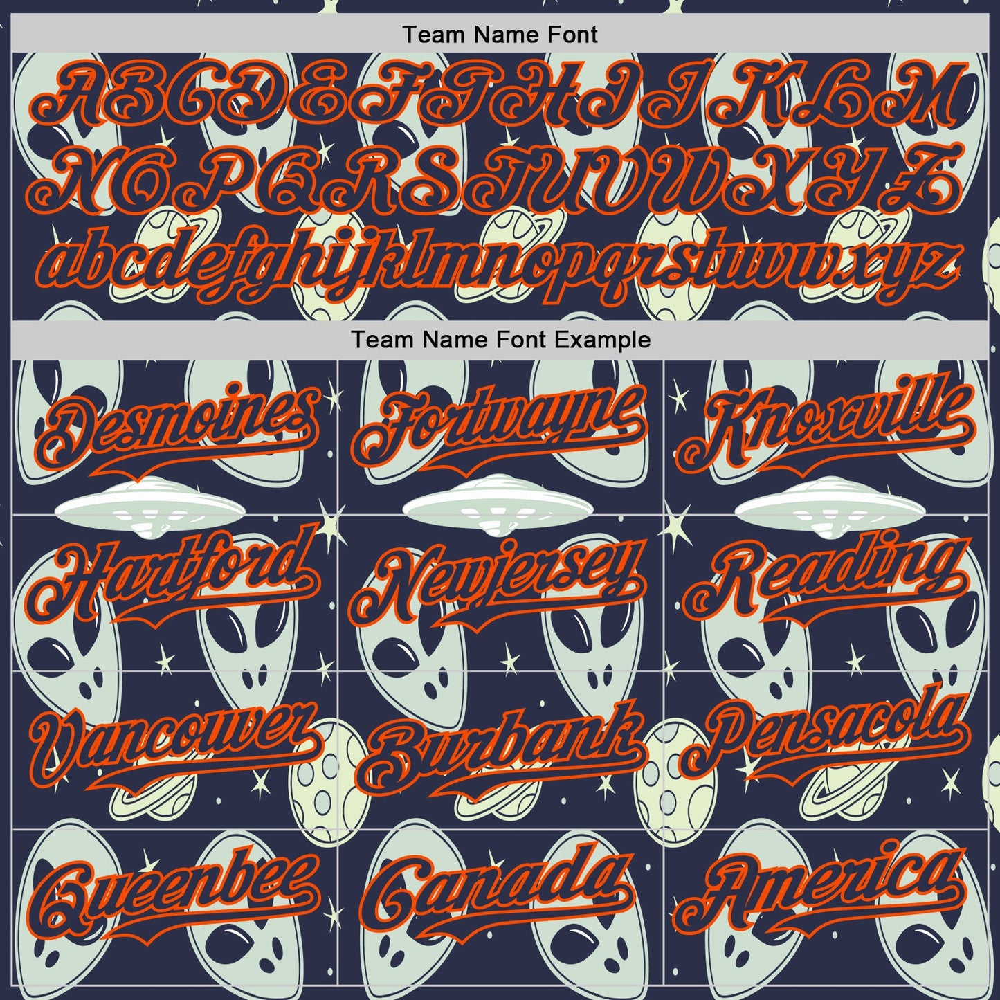 Custom Navy Orange Alien UFO Space Authentic Baseball Jersey view 4