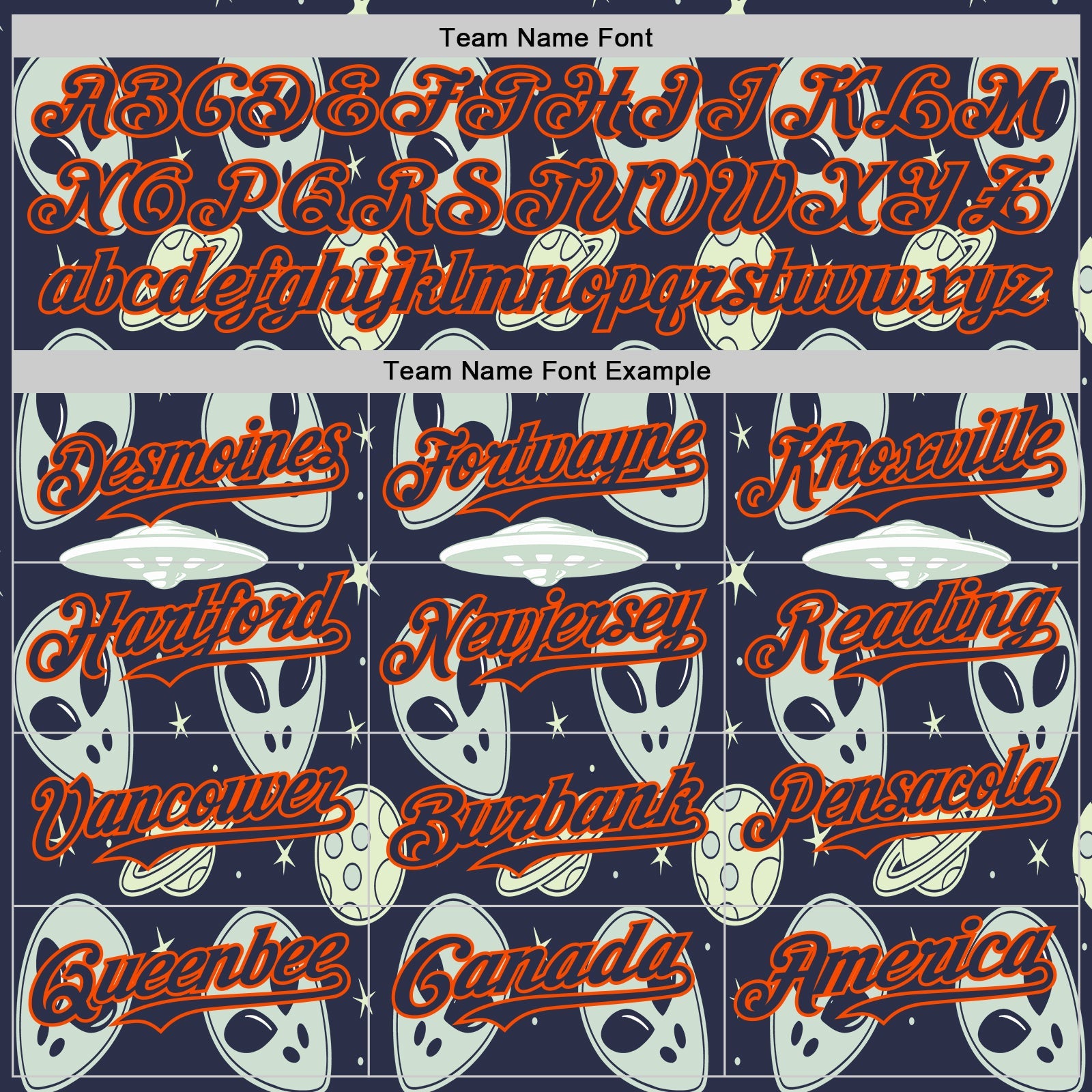 Custom Navy Orange Alien UFO Space Authentic Baseball Jersey view 4