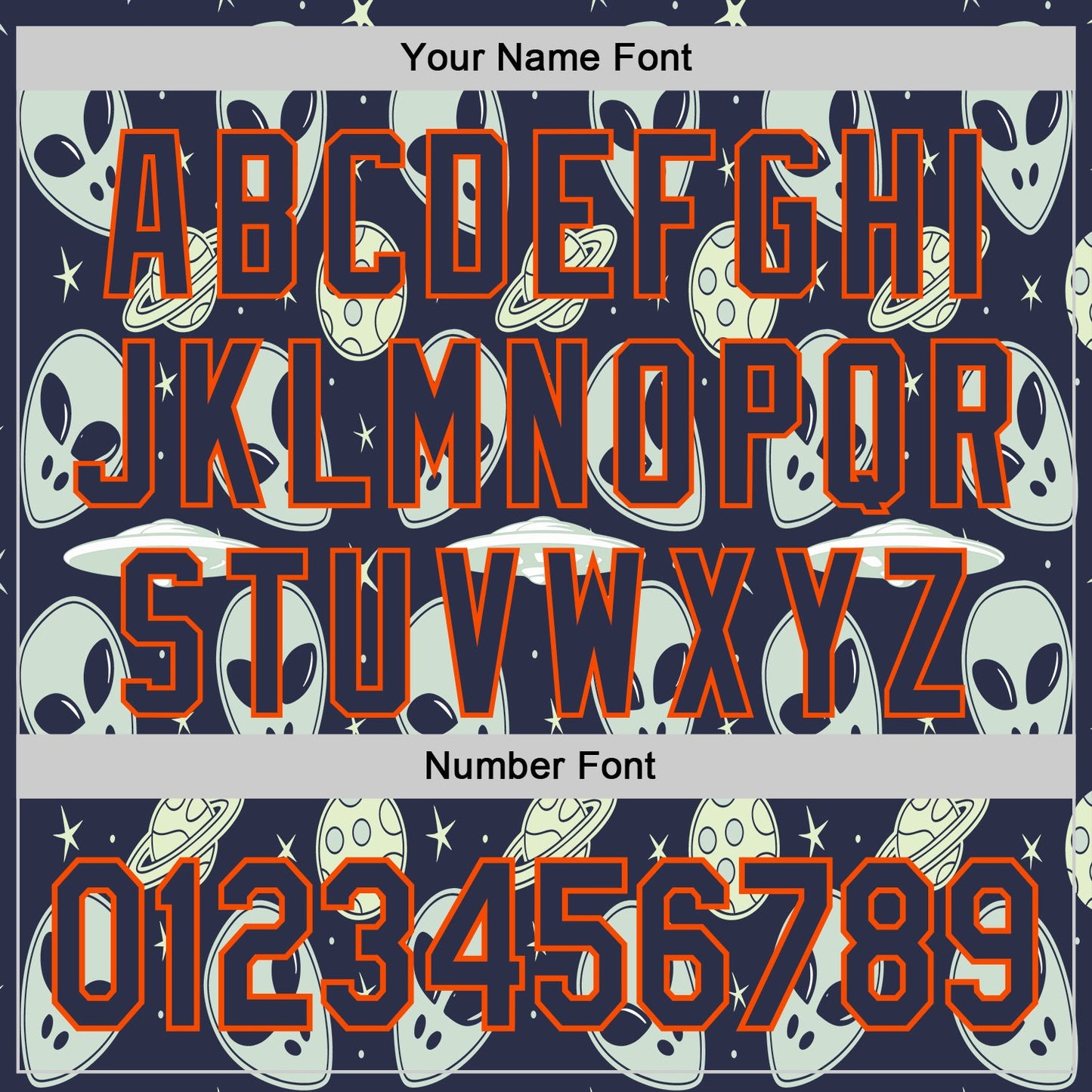 Custom Navy Orange Alien UFO Space Authentic Baseball Jersey view 5