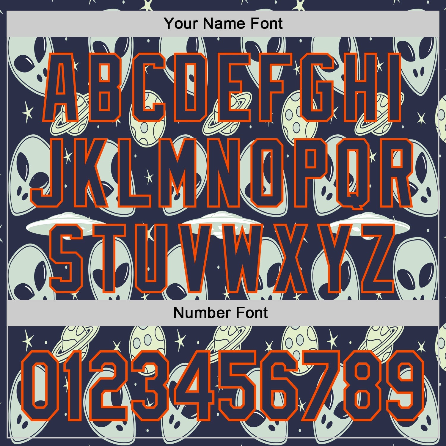 Custom Navy Orange Alien UFO Space Authentic Baseball Jersey view 5