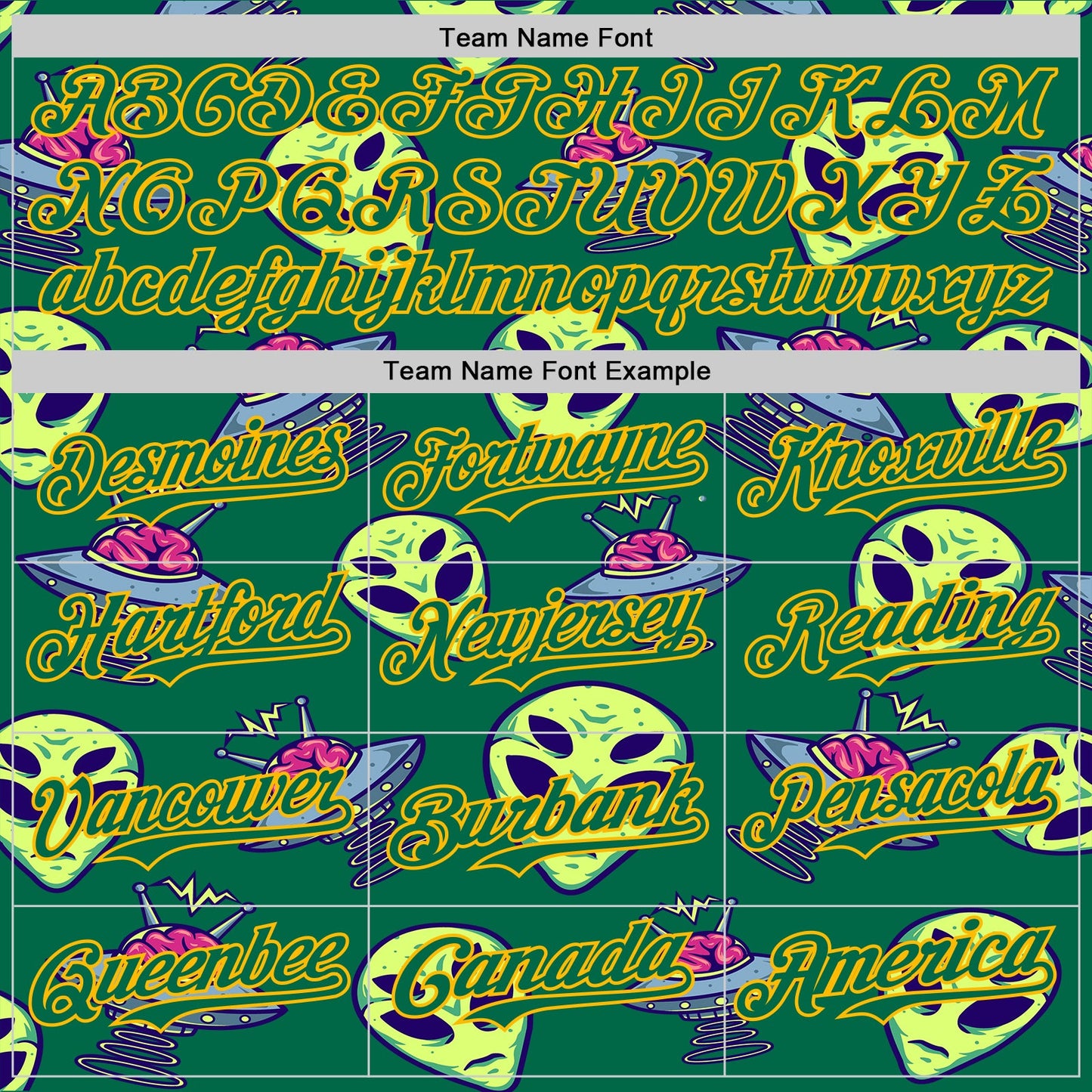Custom Kelly Green Gold Alien UFO Space Authentic Baseball Jersey view 4