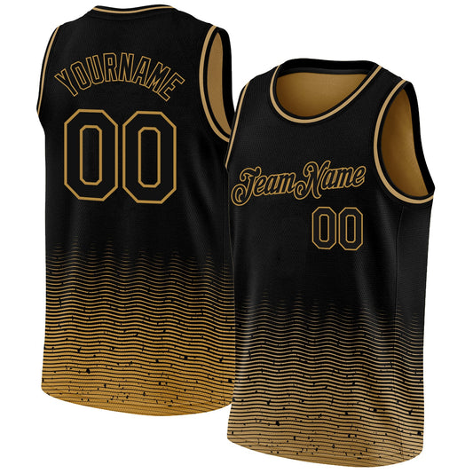 Custom Black Old Gold Fade Fashion Authentic City Edition Basketball Jersey - Main View