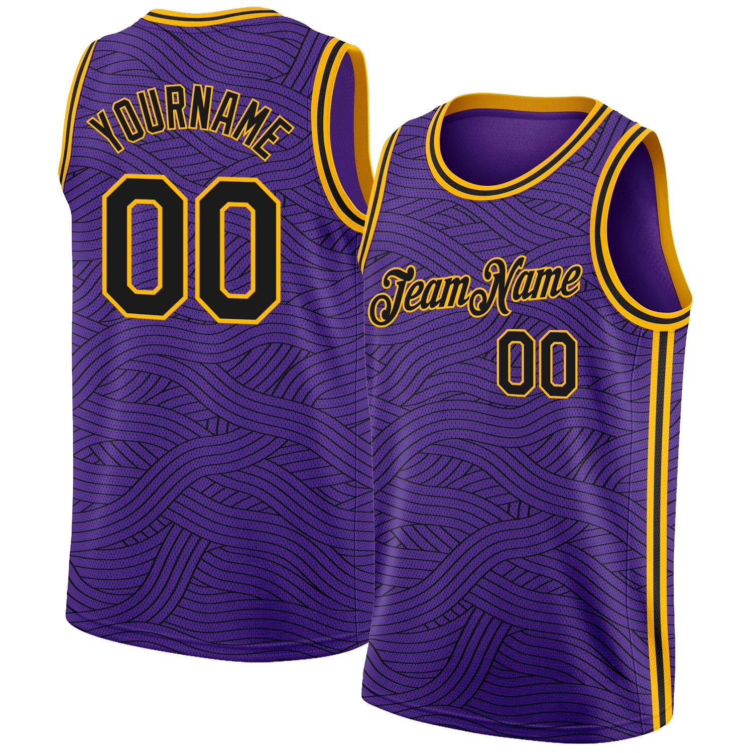 Custom Purple Black-Gold Authentic City Edition Basketball Jersey - Main View