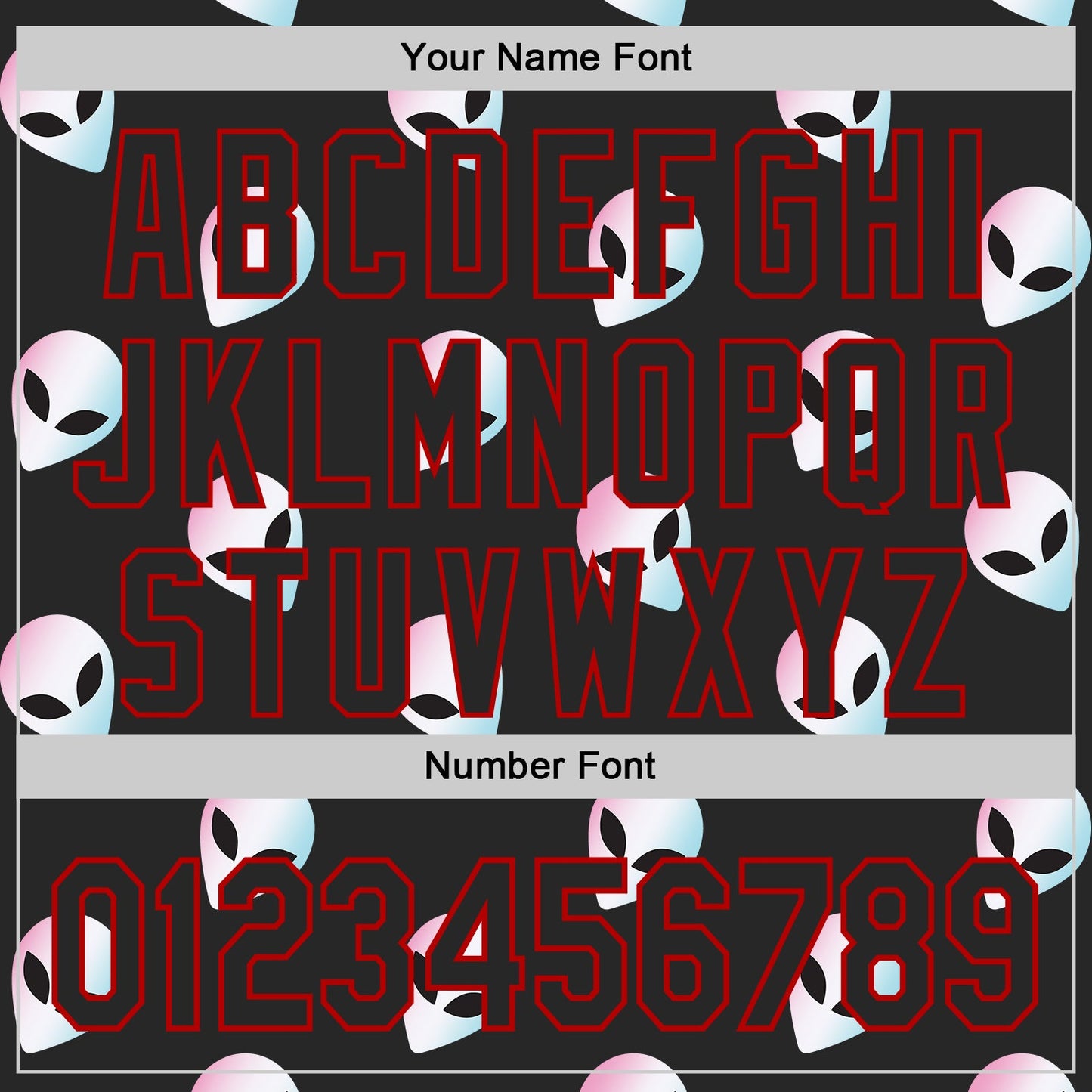 Custom Black Red Cartoon Alien Authentic Baseball Jersey view 5