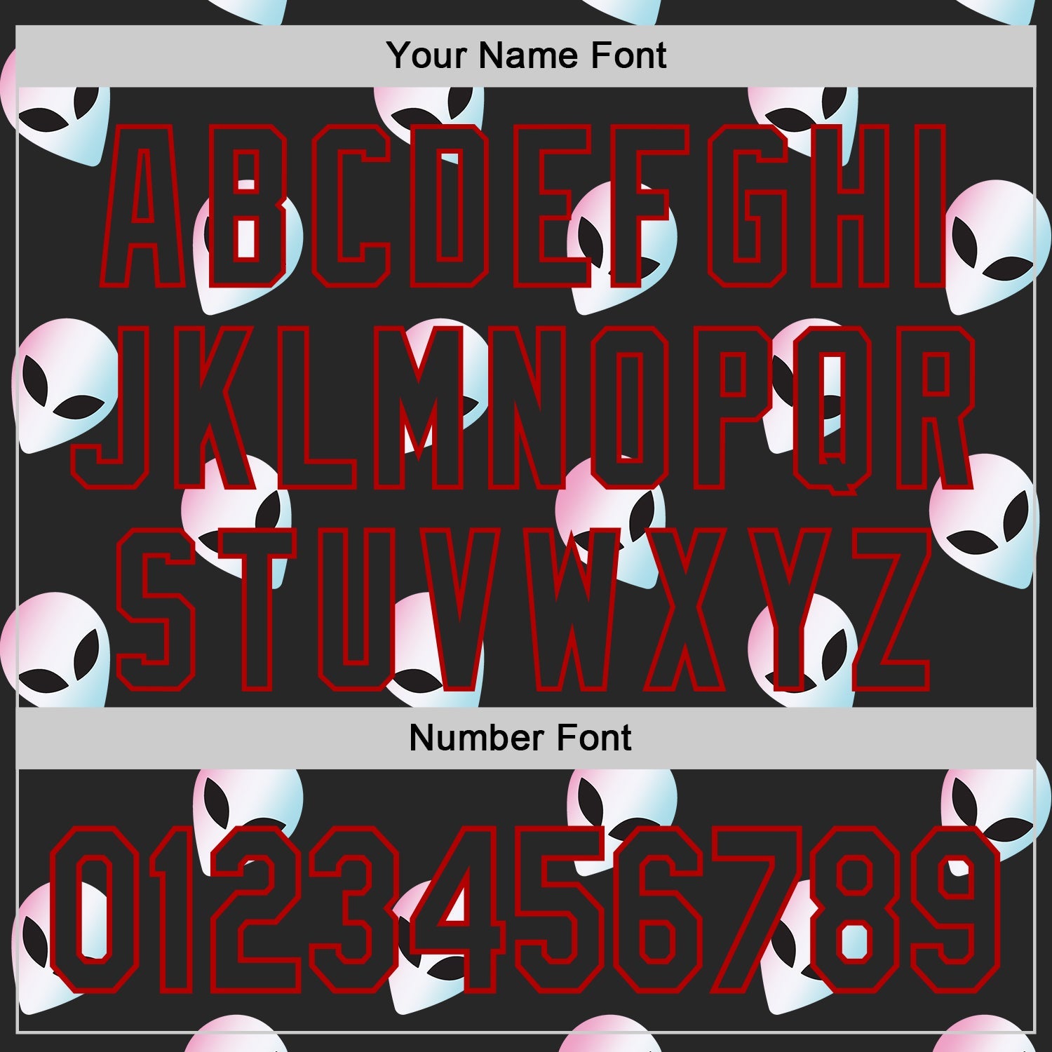 Custom Black Red Cartoon Alien Authentic Baseball Jersey view 5