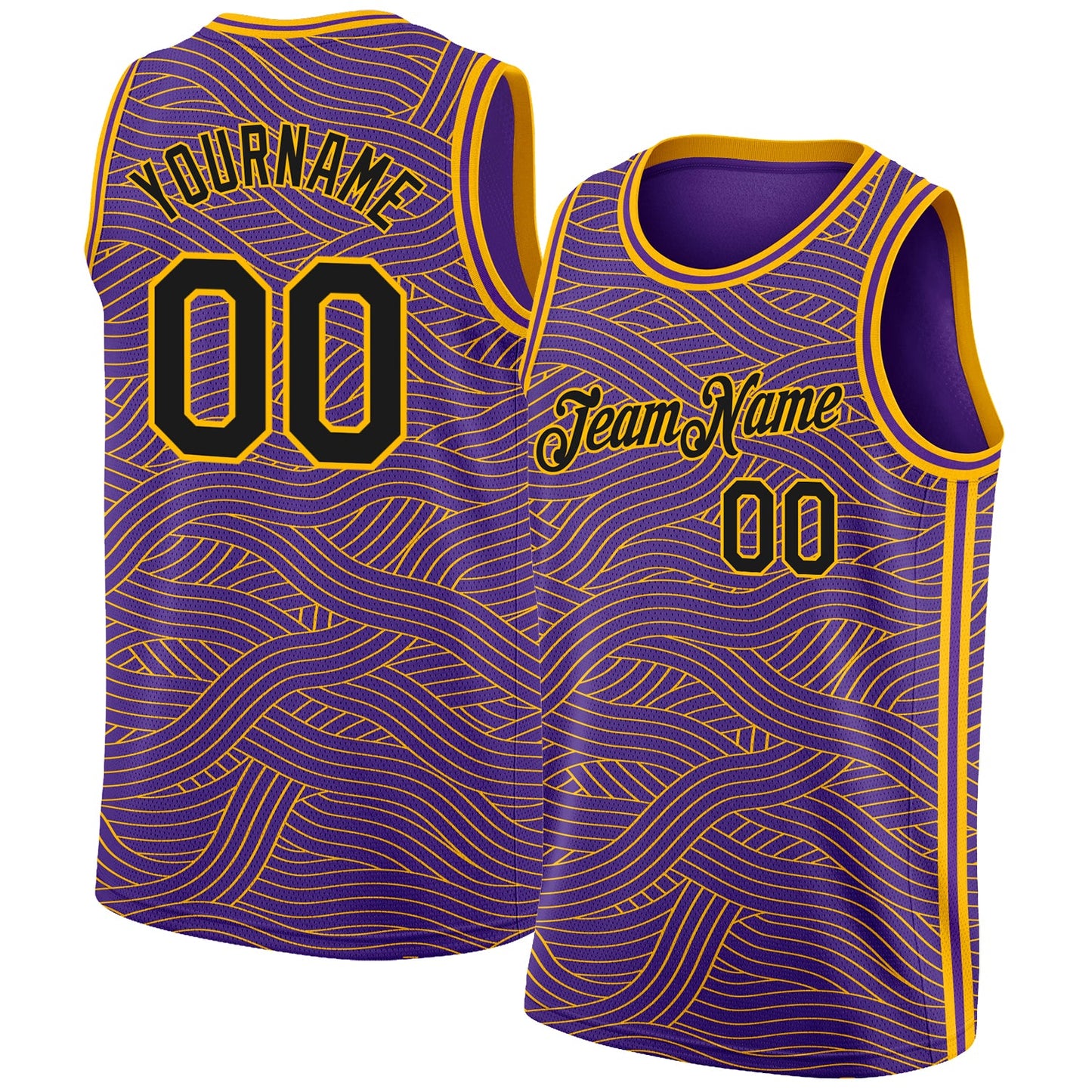 Custom Purple Black-Gold Authentic City Edition Basketball Jersey - Main View