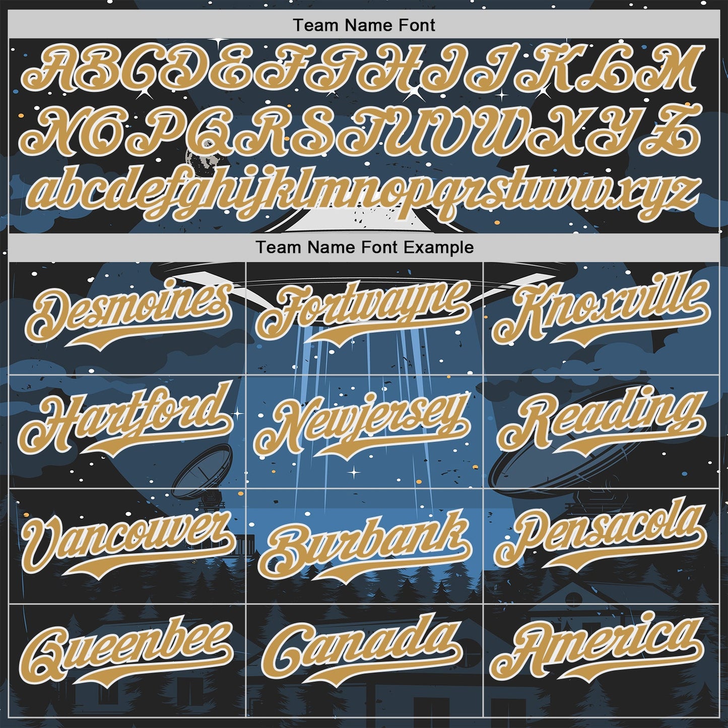 Custom Blue Old Gold Black-White Alien UFO Galaxy Authentic Baseball Jersey view 4