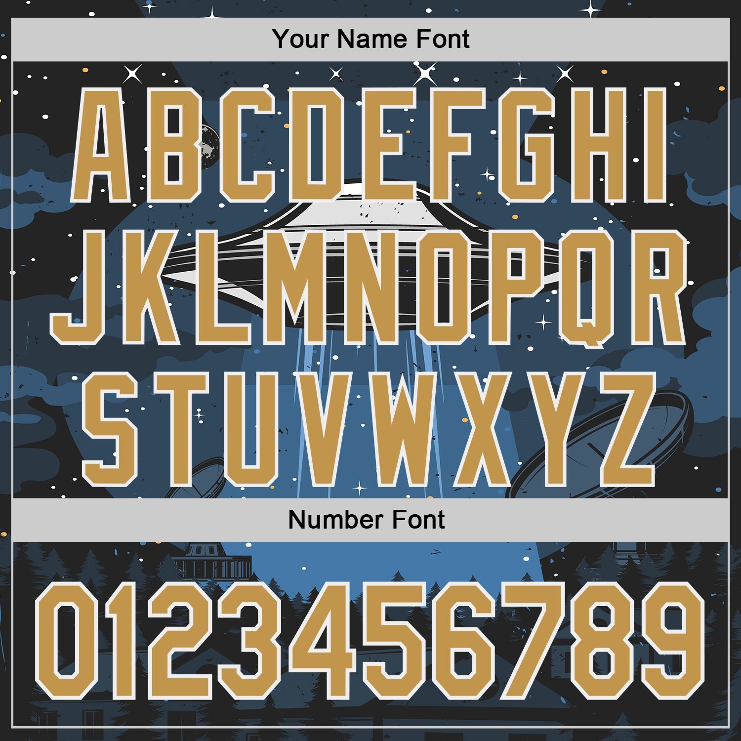 Custom Blue Old Gold Black-White Alien UFO Galaxy Authentic Baseball Jersey view 5