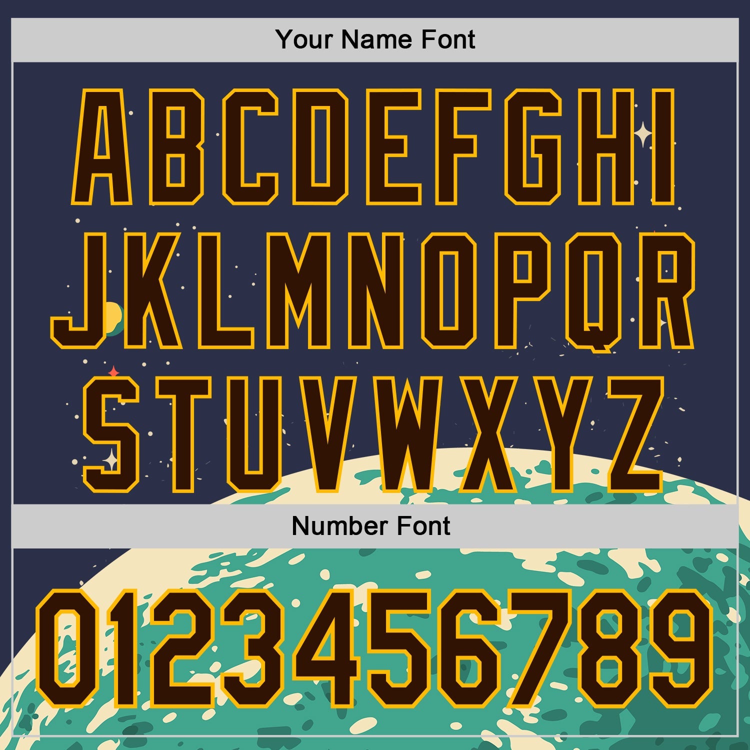 Custom Navy Brown-Gold Alien UFO Psychedelic Galaxy Authentic Baseball Jersey view 5