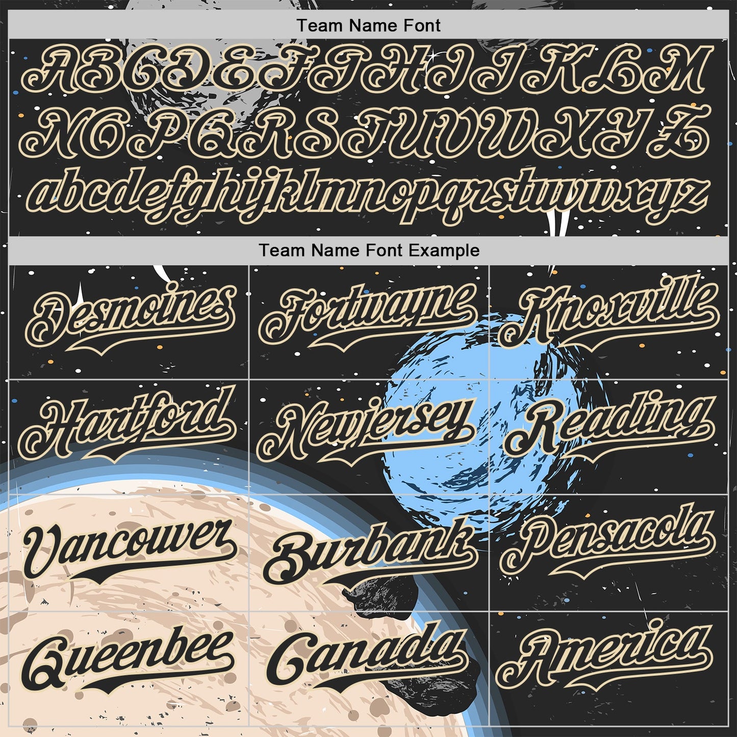 Custom Black Cream Alien Space Meteor UFO Galaxy Authentic Baseball Jersey view 4