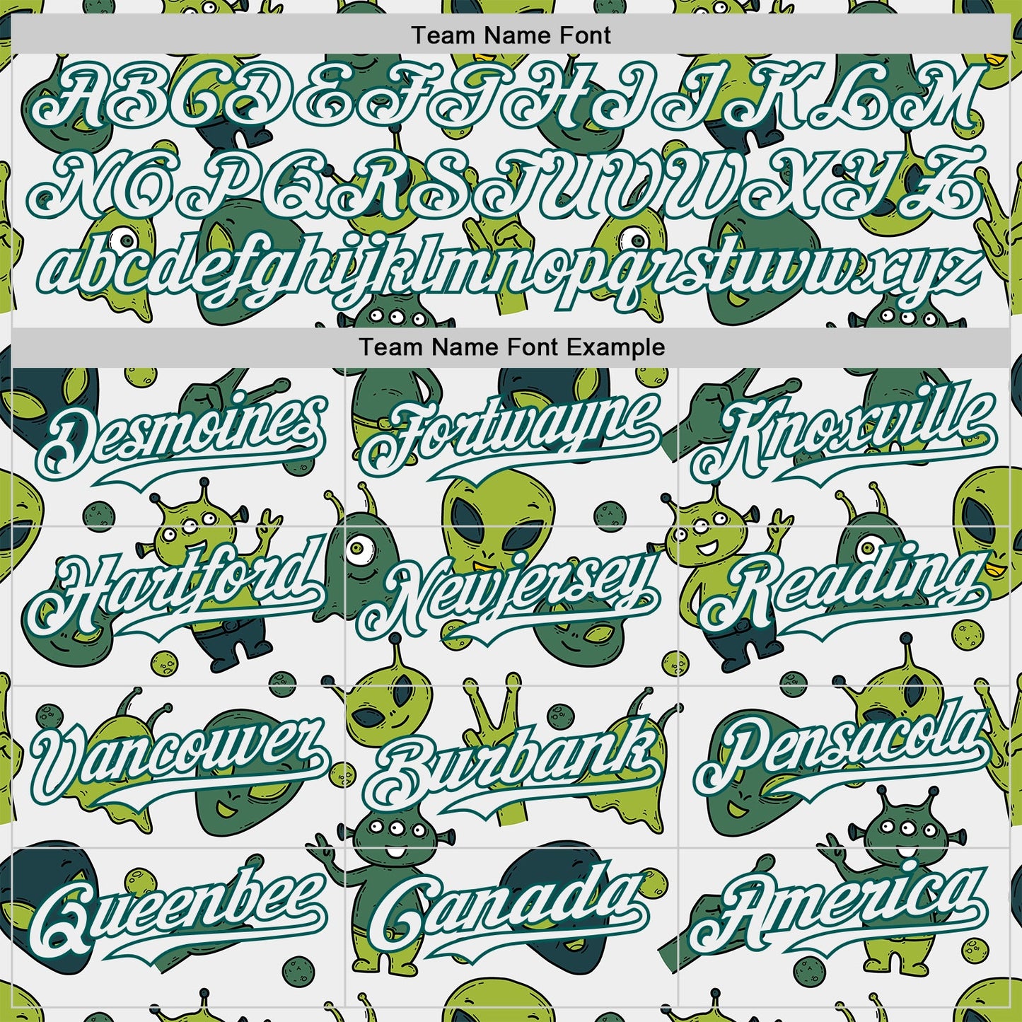 Custom White Midnight Green Cartoon Alien Authentic Baseball Jersey view 4