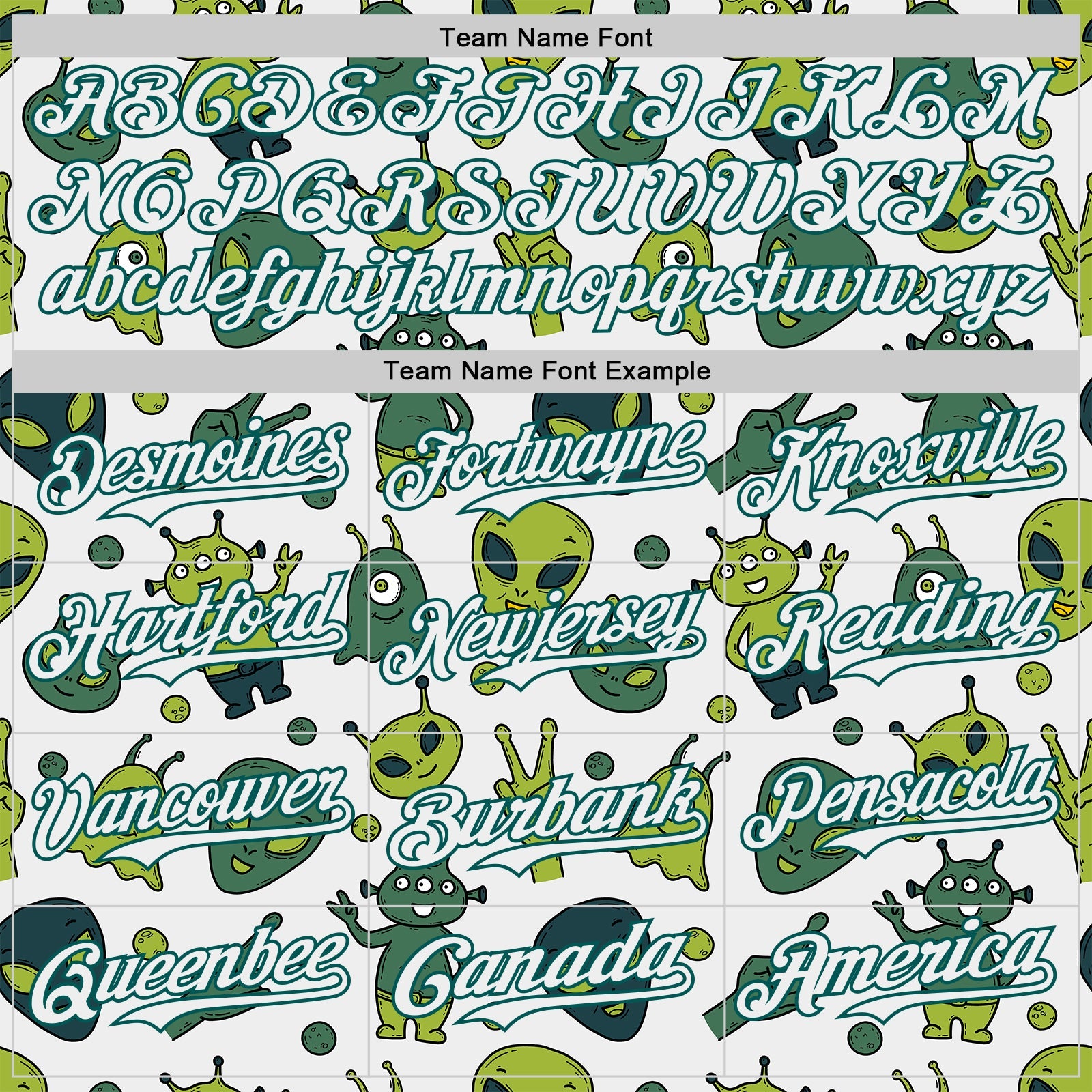 Custom White Midnight Green Cartoon Alien Authentic Baseball Jersey view 4