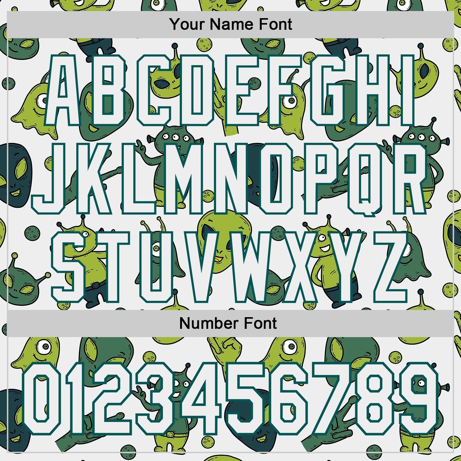 Custom White Midnight Green Cartoon Alien Authentic Baseball Jersey view 5