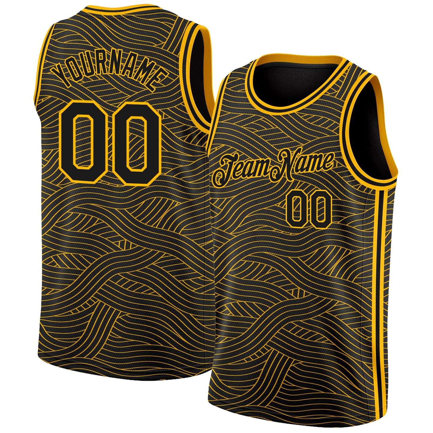 Custom Black Gold Authentic City Edition Basketball Jersey - Main View