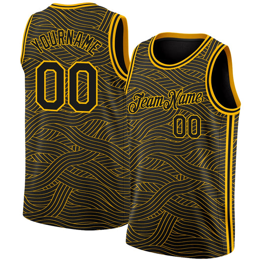 Custom Black Gold Authentic City Edition Basketball Jersey - Main View