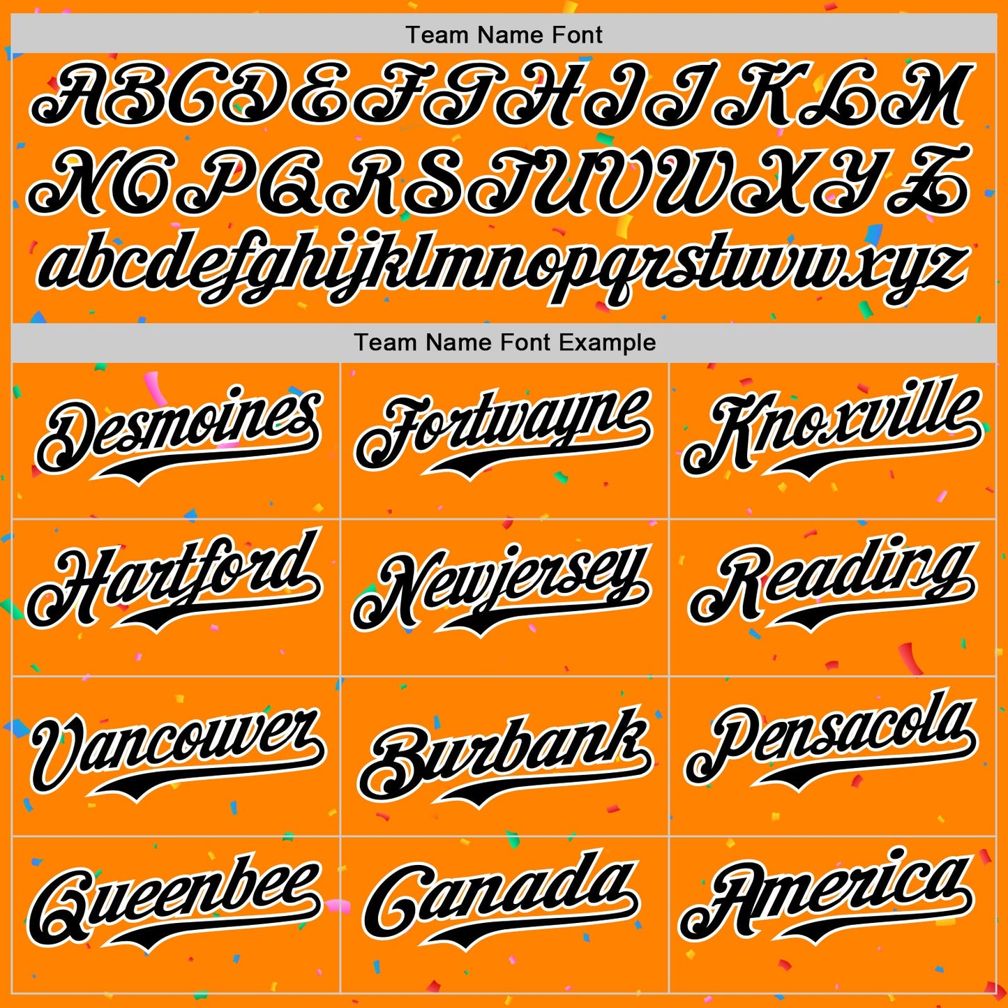 Custom Bay Orange Black-White 3D Pattern Design Confetti Colorful Speckle Authentic Baseball Jersey view 4