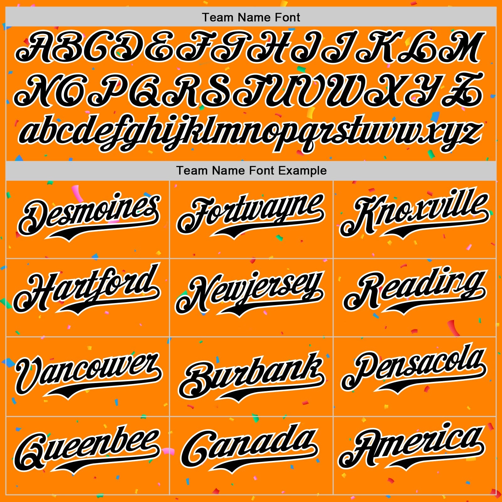 Custom Bay Orange Black-White 3D Pattern Design Confetti Colorful Speckle Authentic Baseball Jersey view 4