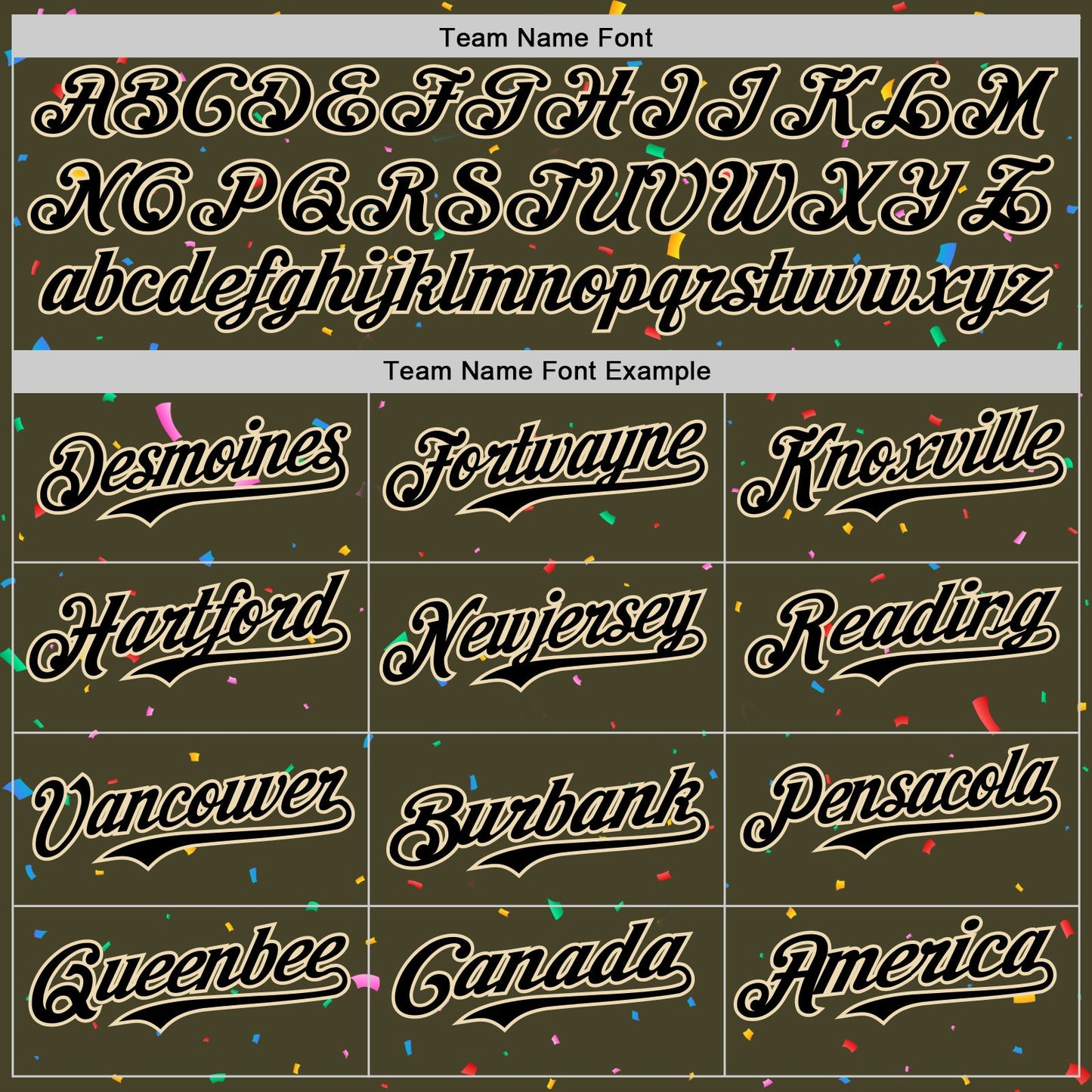 Custom Olive Black-Cream 3D Pattern Design Confetti Colorful Speckle Authentic Baseball Jersey view 4