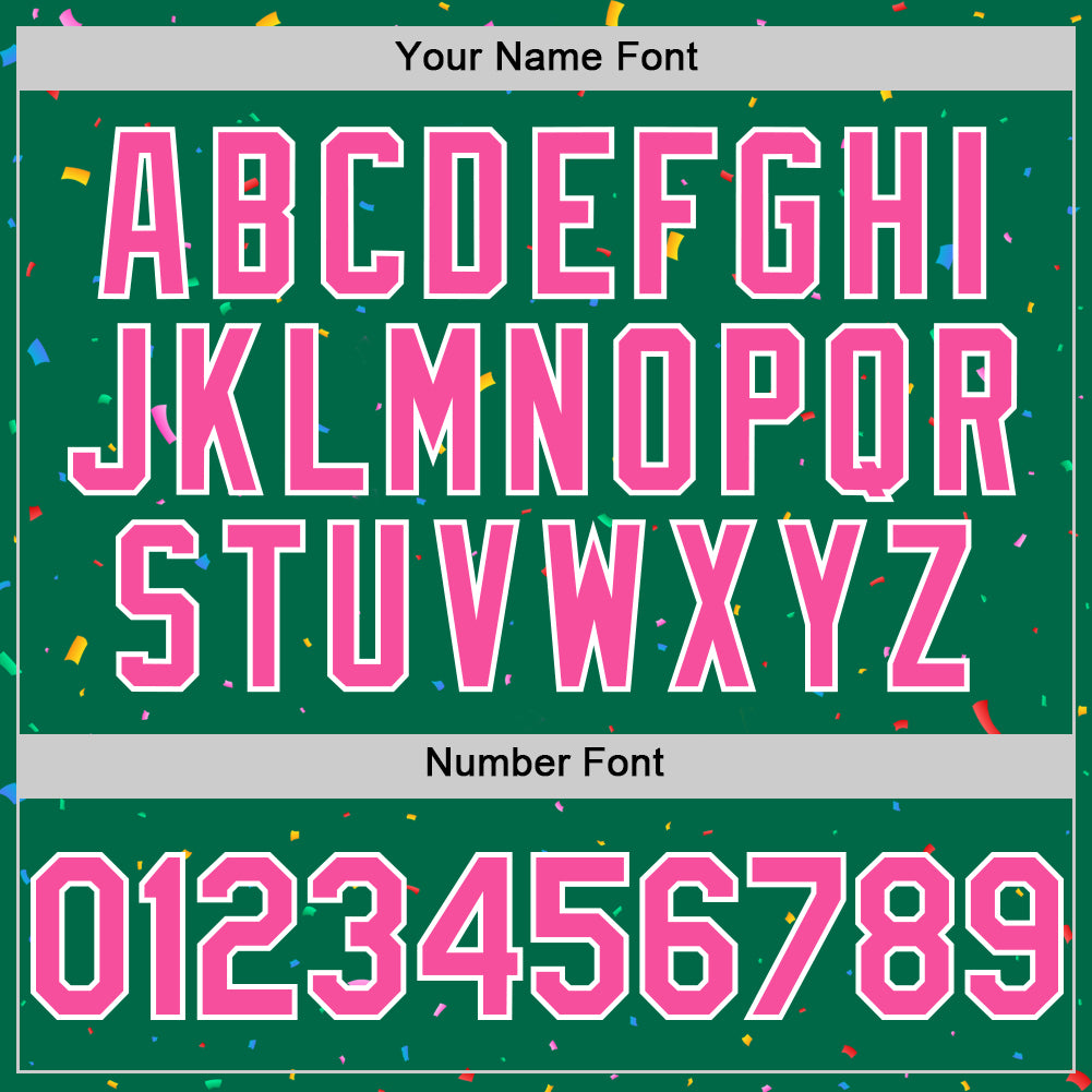 Custom Kelly Green Pink-White 3D Pattern Design Confetti Colorful Speckle Authentic Baseball Jersey view 5