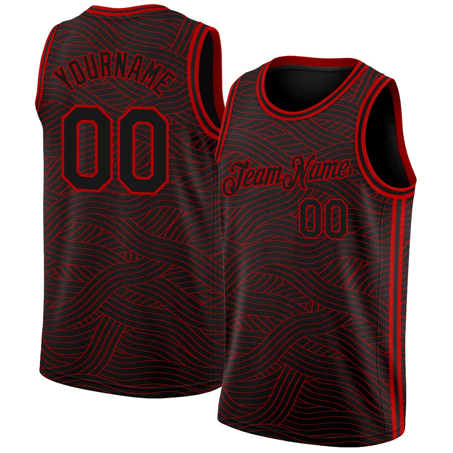 Custom Black Red Authentic City Edition Basketball Jersey - Main View