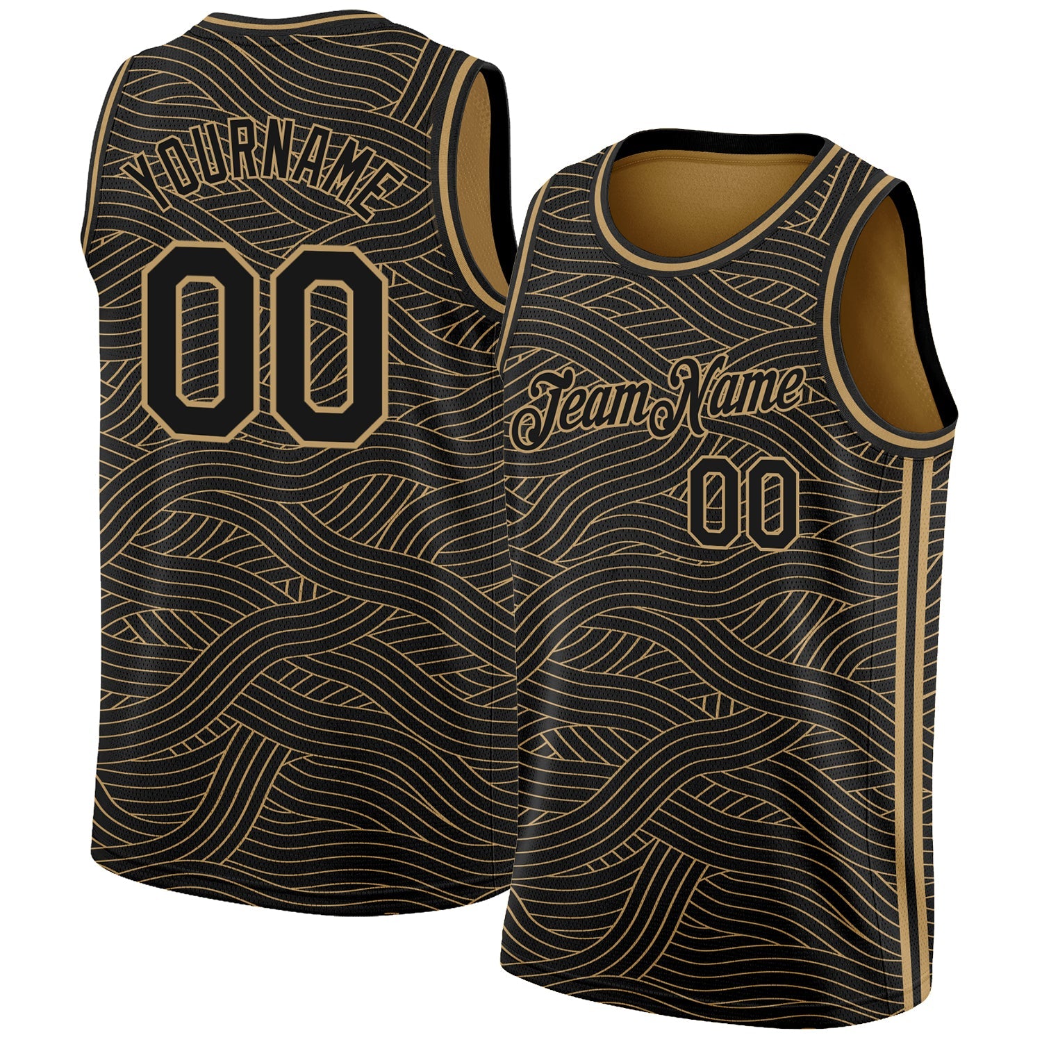 Custom Black Old Gold Authentic City Edition Basketball Jersey - Main View